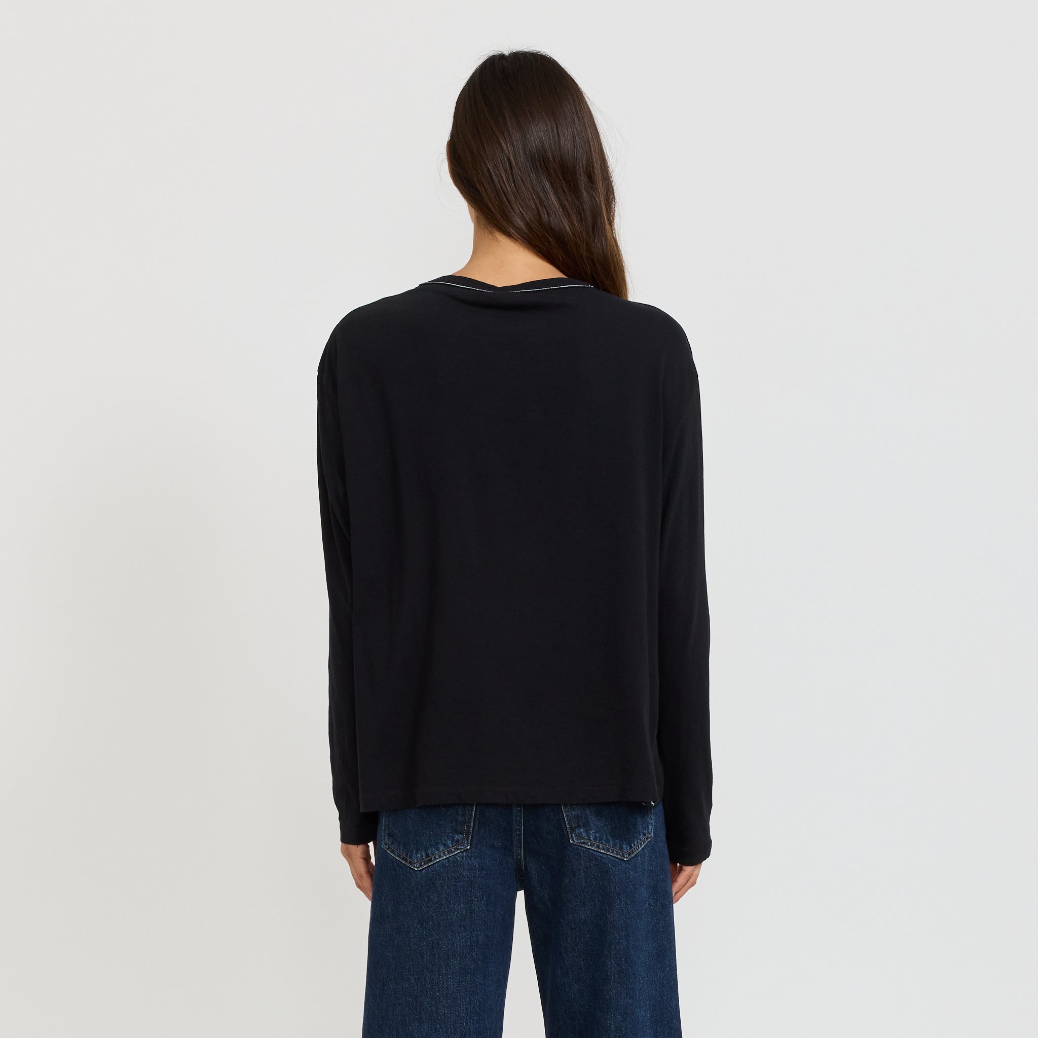 Bassike | Boyfriend Heritage L/S T-Shirt Black | Maplestore