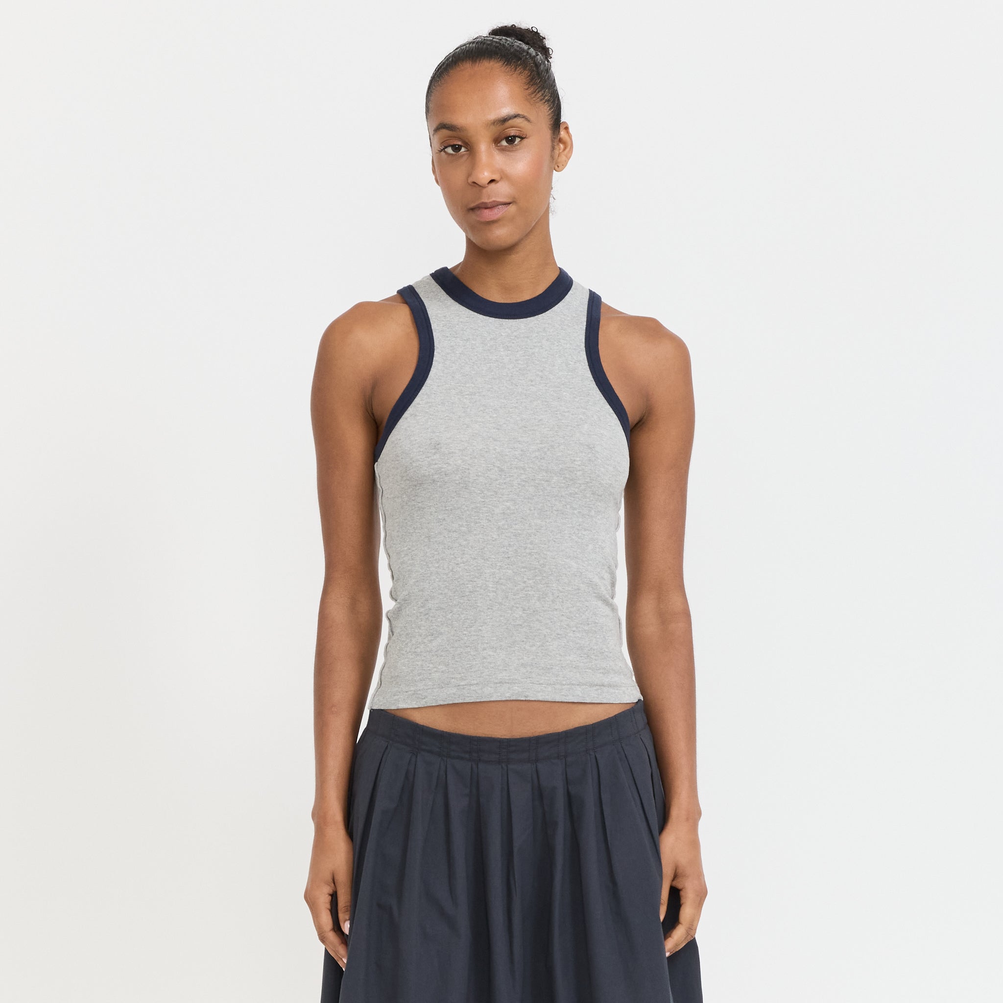 Contrast Seam Detail Tank Greymarle/Blue Ink