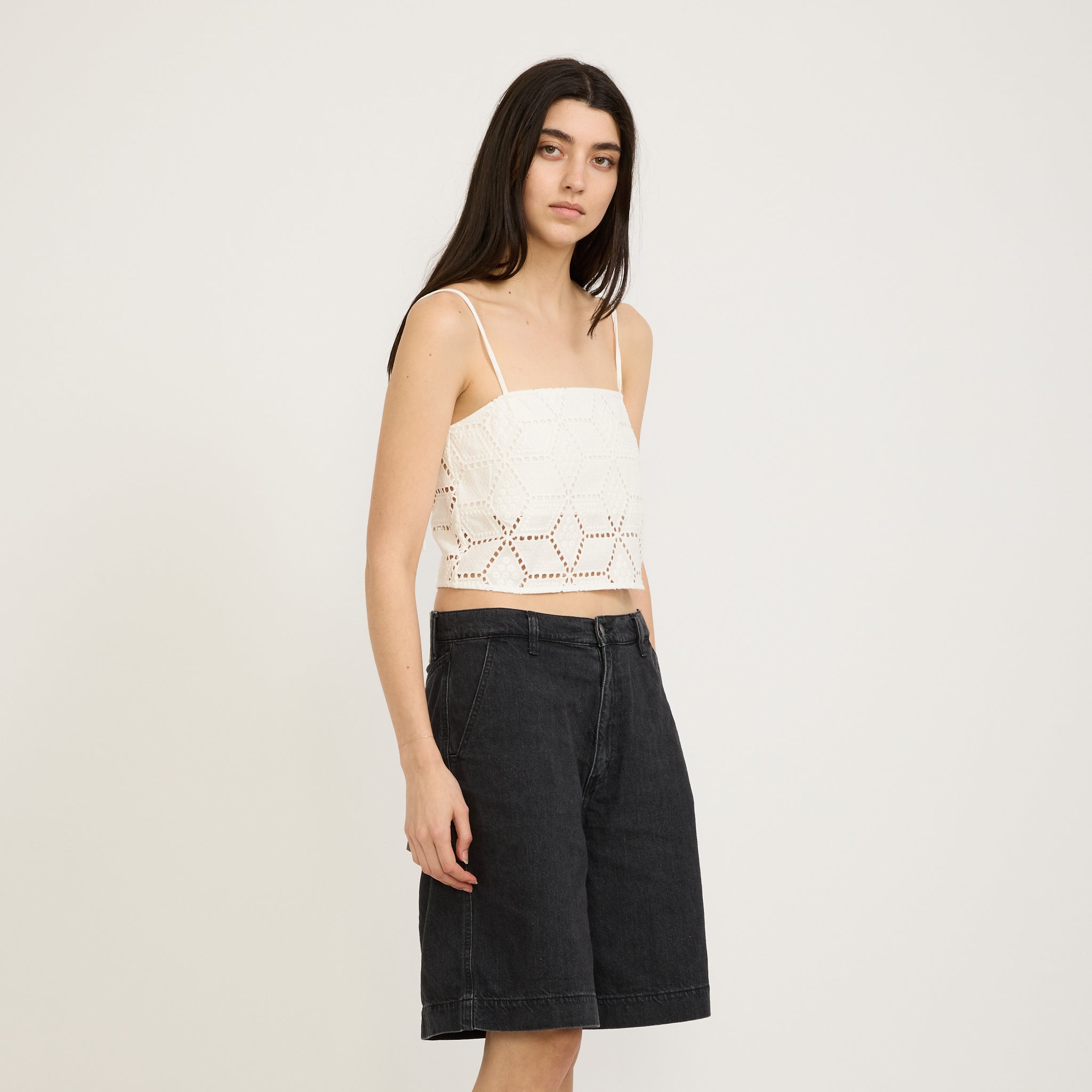 Bassike | Cotton Lace Cami White | Maplestore