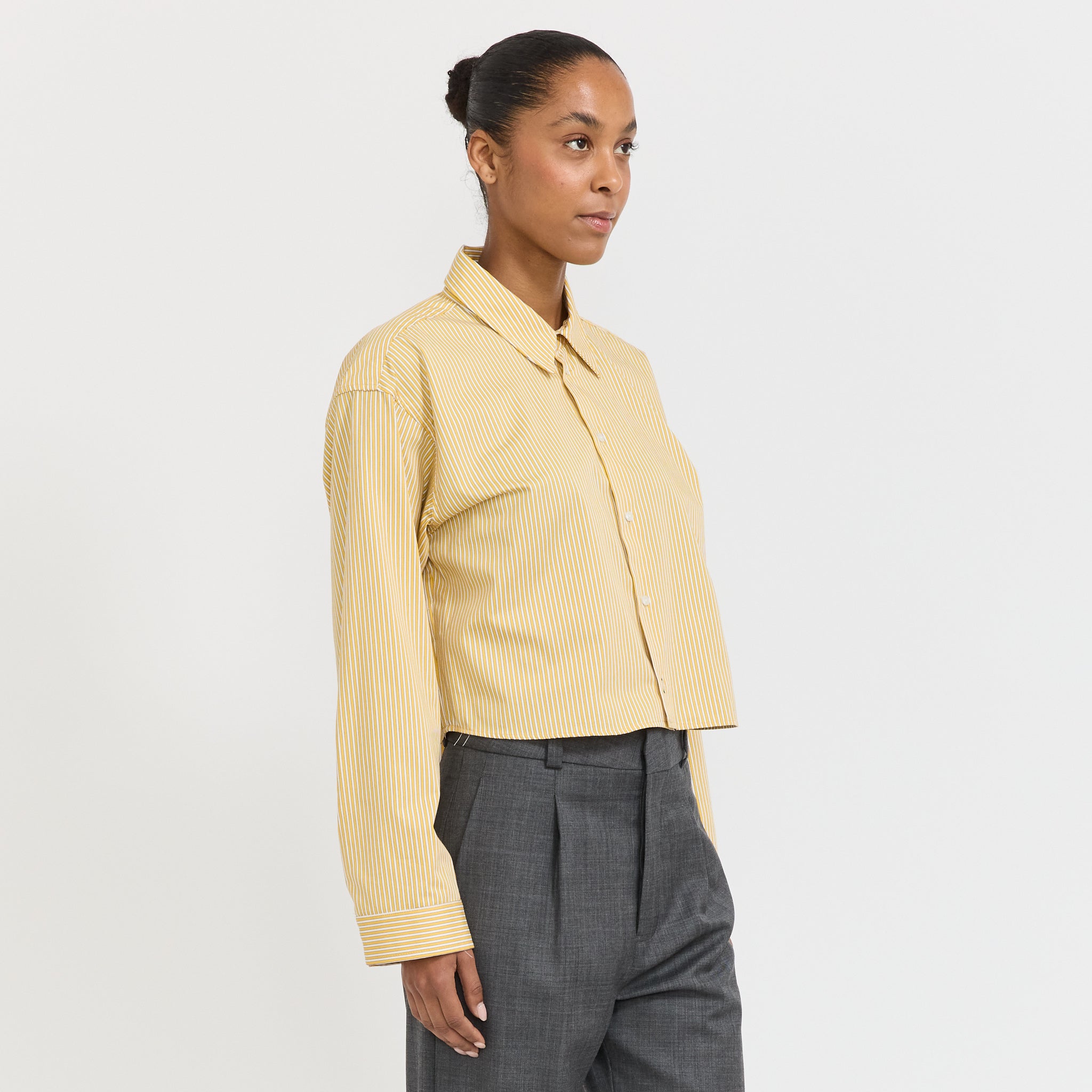 Cropped Boxy Stripe Shirt Yellow Stripe