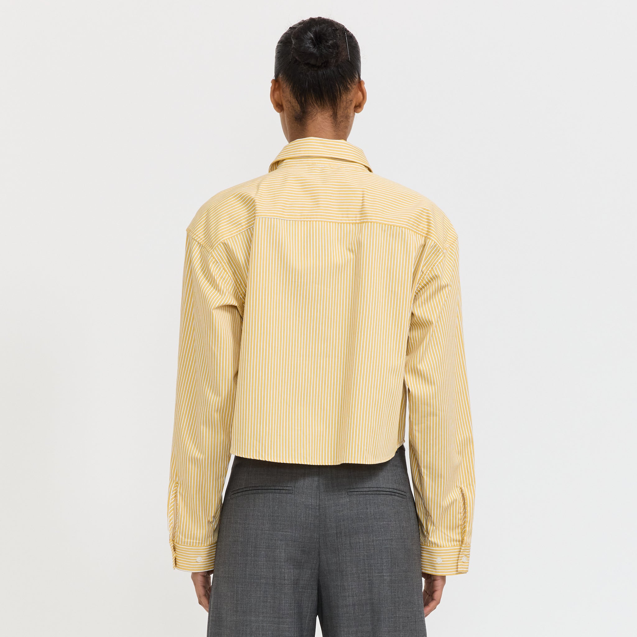 Cropped Boxy Stripe Shirt Yellow Stripe