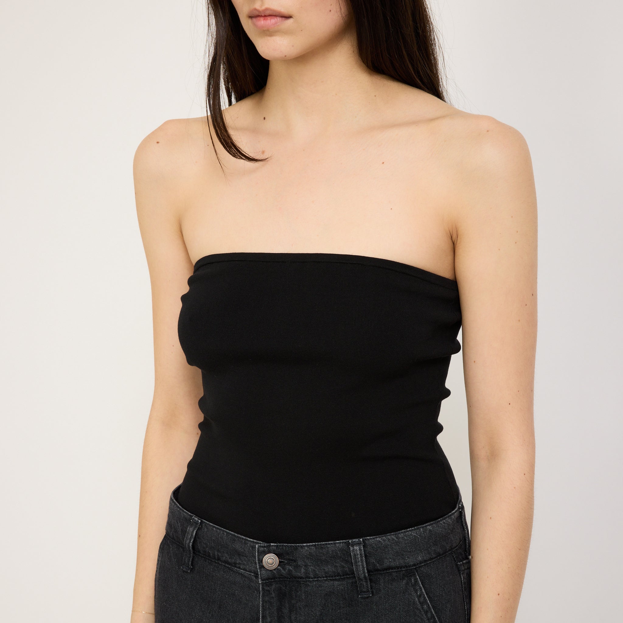 Bassike | Mercerised Cotton Tubular Knit Black | Maplestore