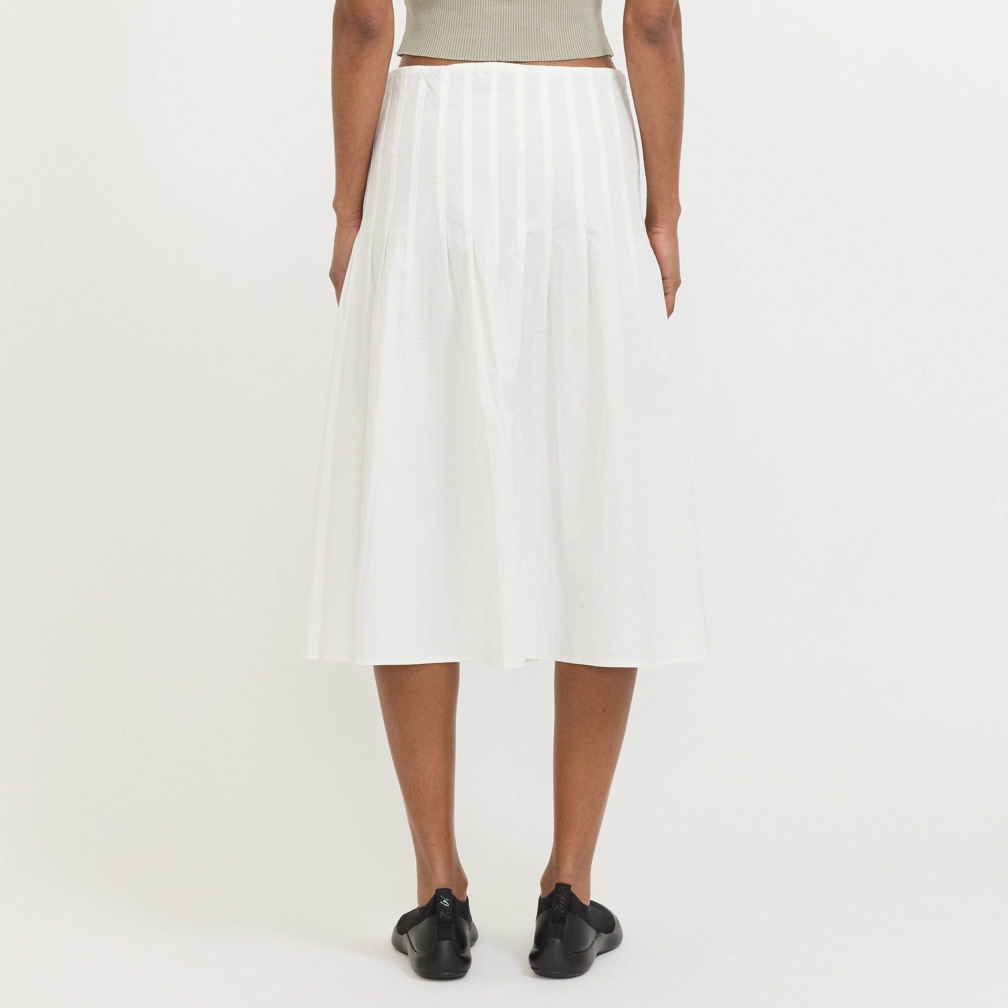 Crushed Cotton Pleated Skirt Natural