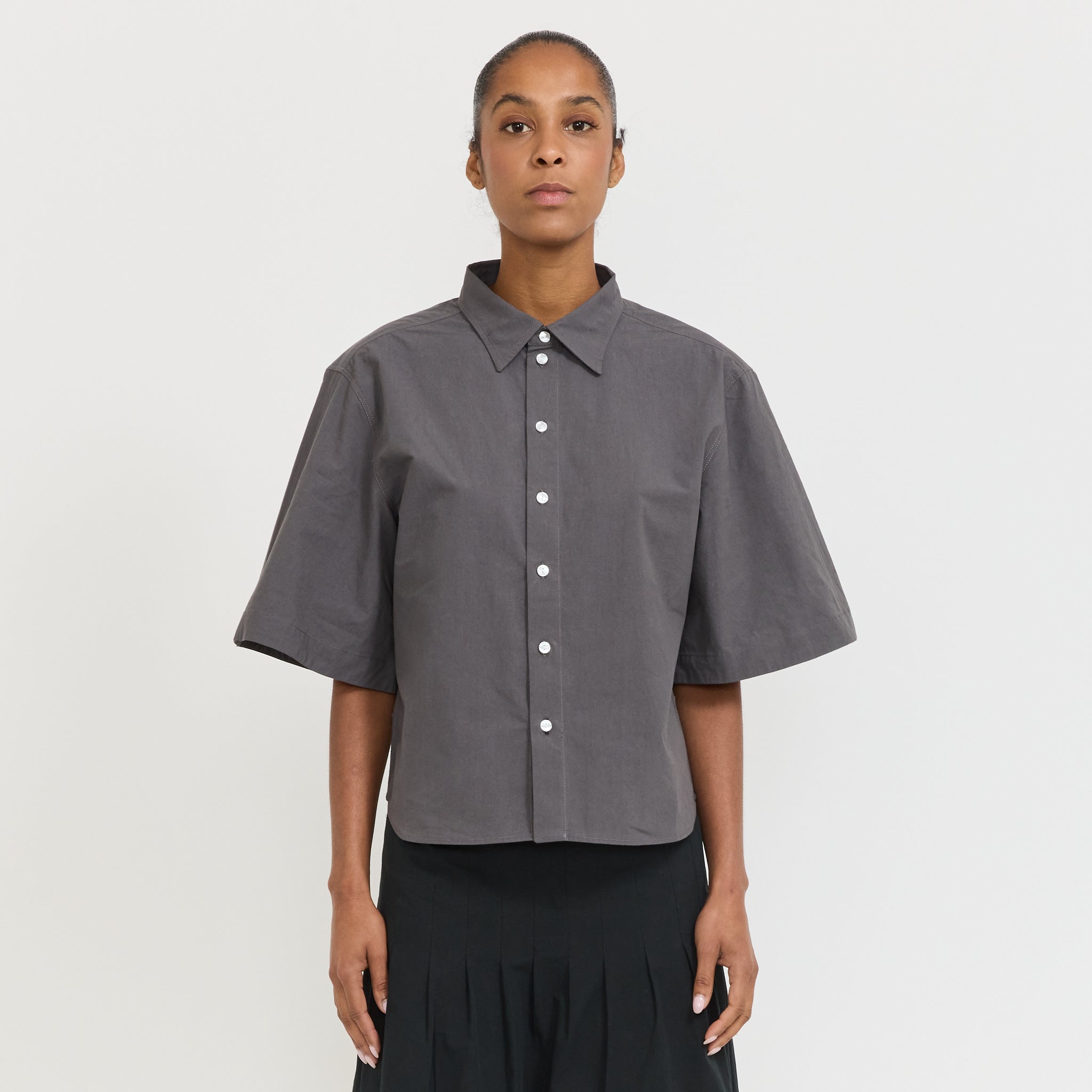 Crushed Cotton S/S Shirt Washed Black