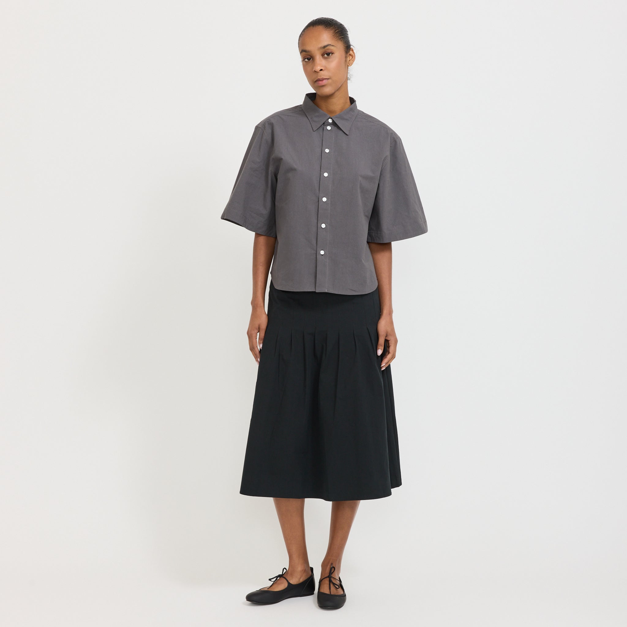 Crushed Cotton S/S Shirt Washed Black