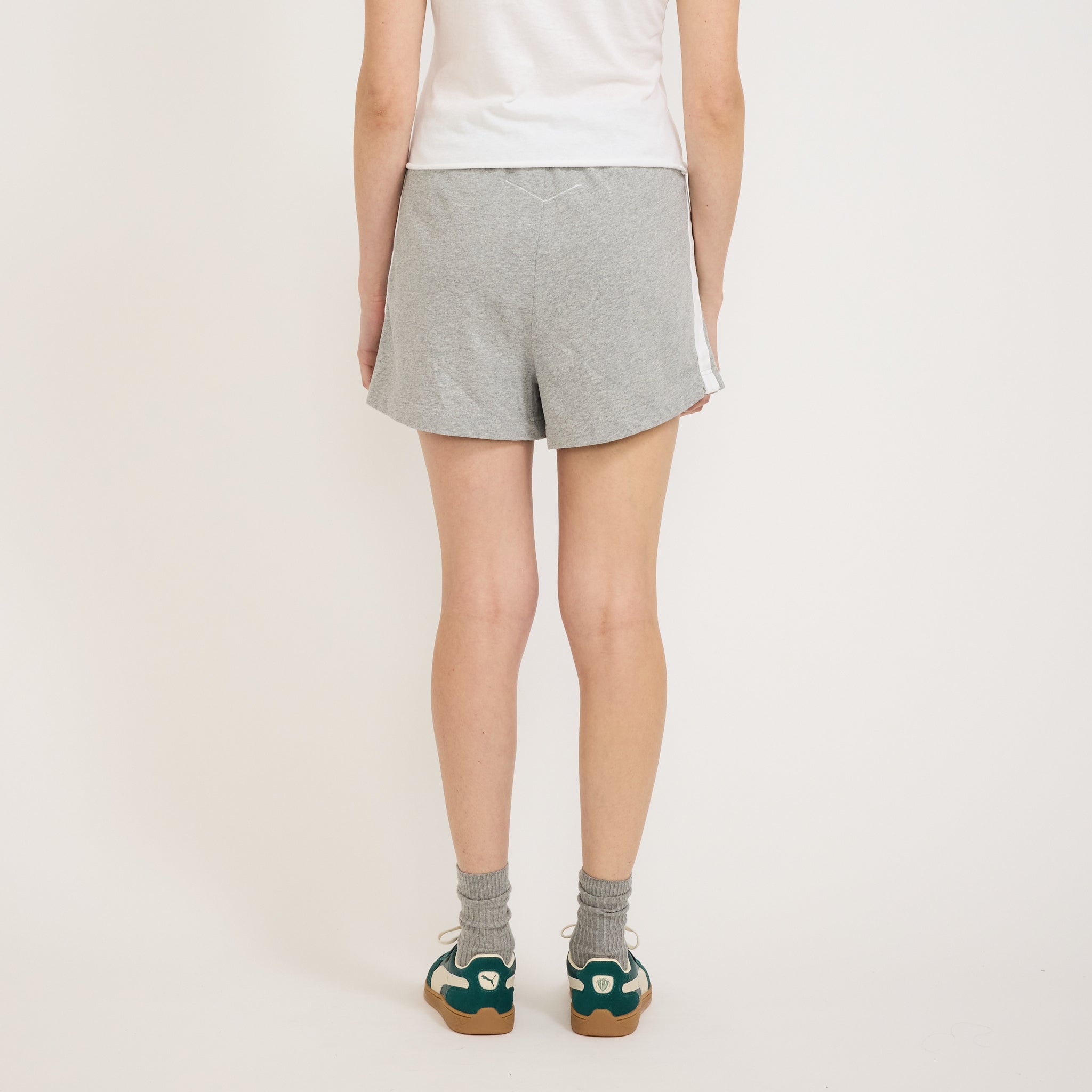 Bassike | French Terry Side Stripe Short Grey Marle/White | Maplestore