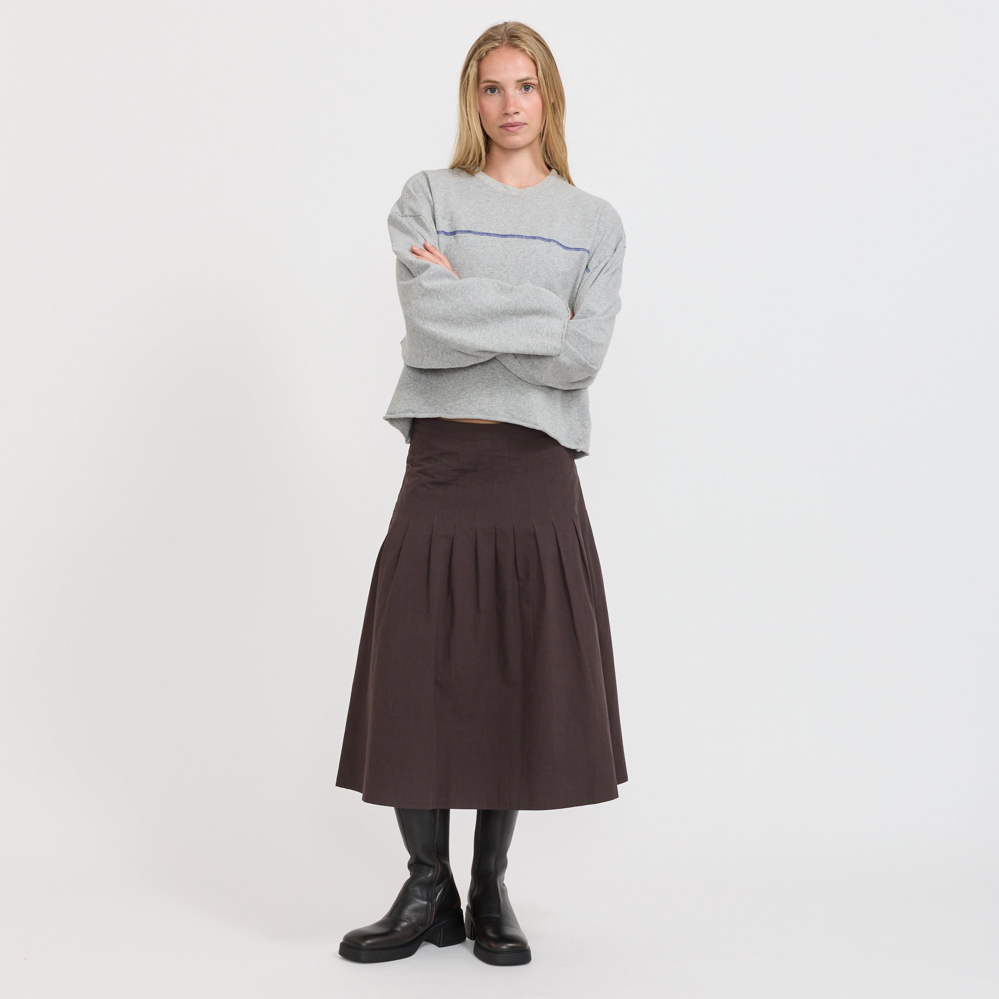 Bassike | French Terry Yoke Detail L/S Grey Marle | Maplestore