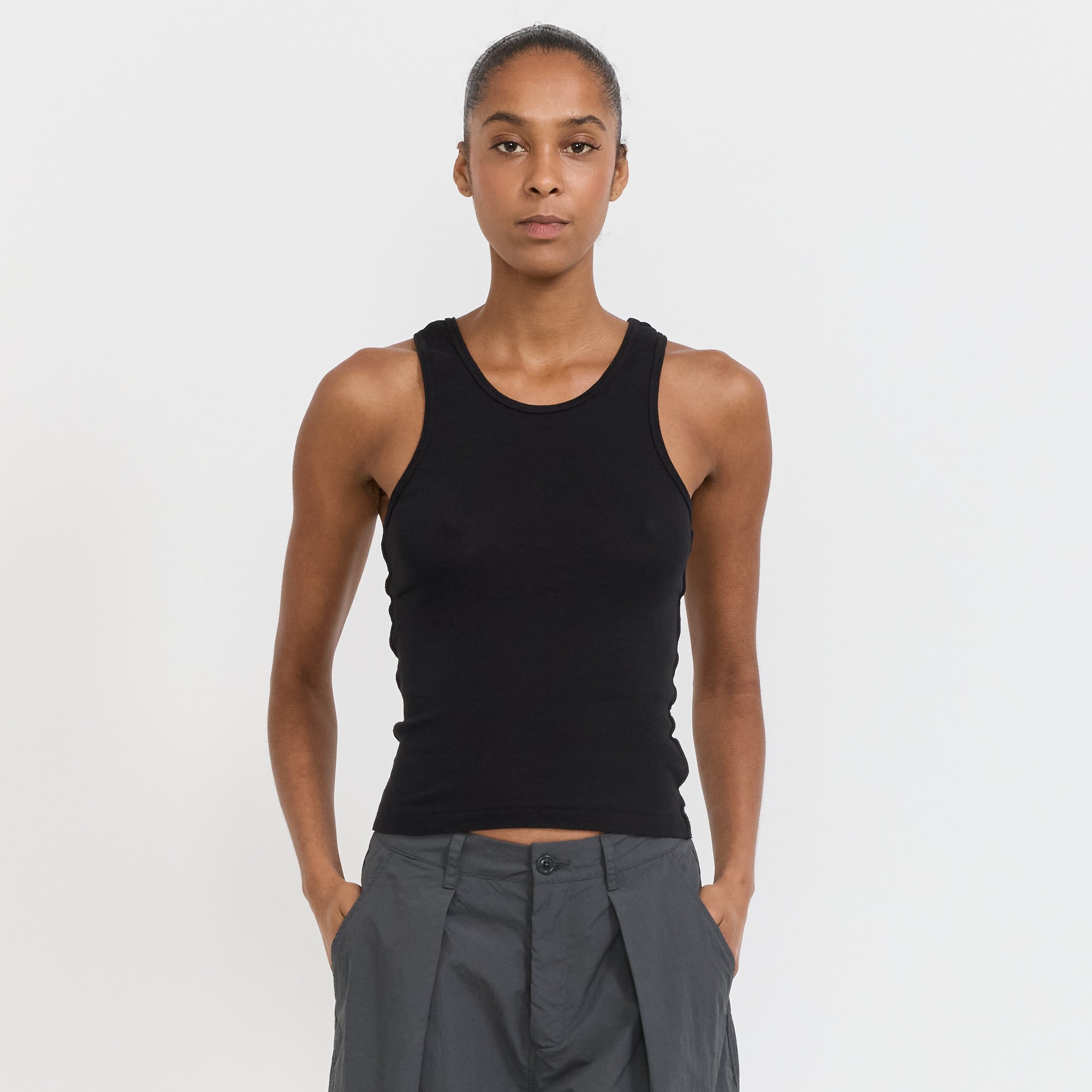 Racer Back Rib Tank Black