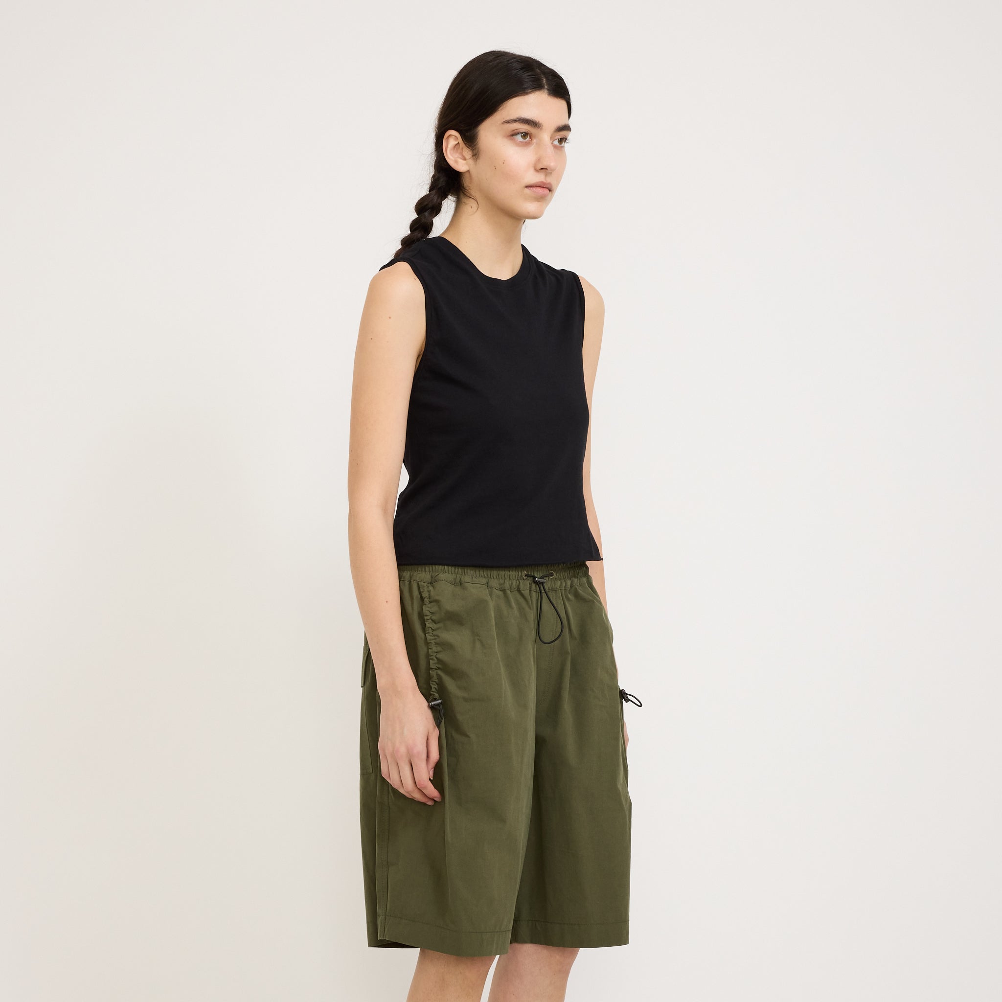 Bassike | Raw Edge Baby Tank Black | Maplestore