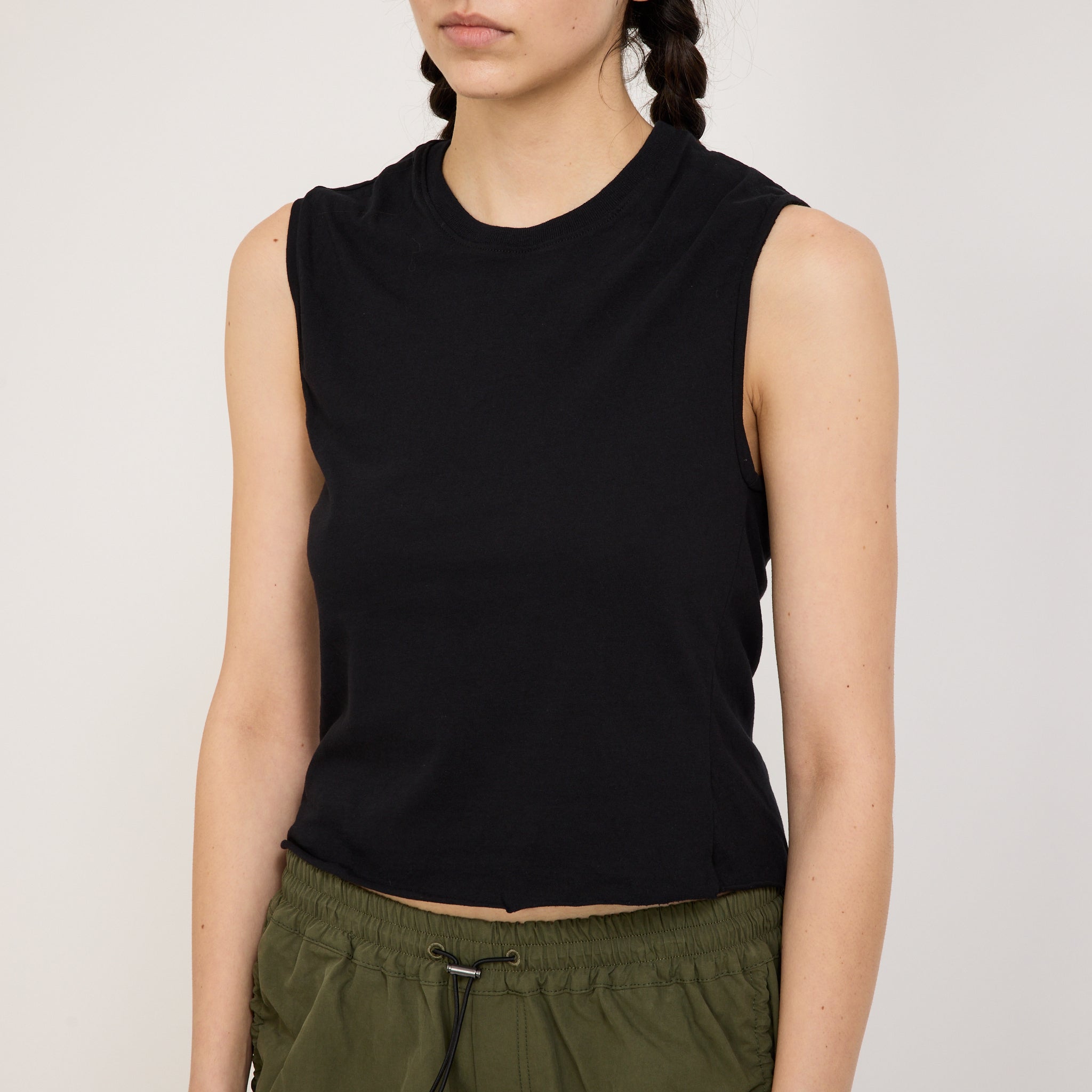 Bassike | Raw Edge Baby Tank Black | Maplestore