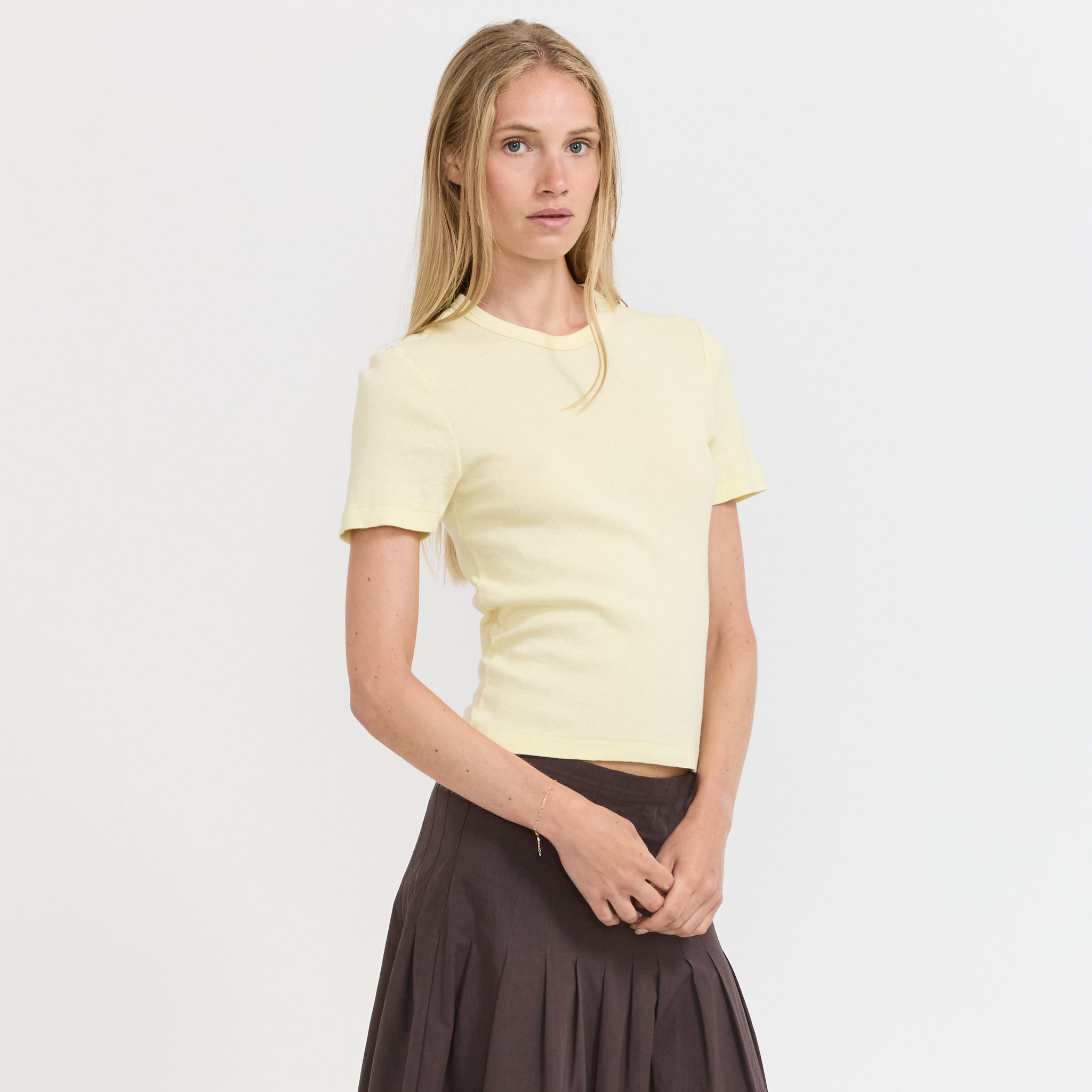 Bassike | Rib Baby T-Shirt Lemon Sorbet | Maplestore