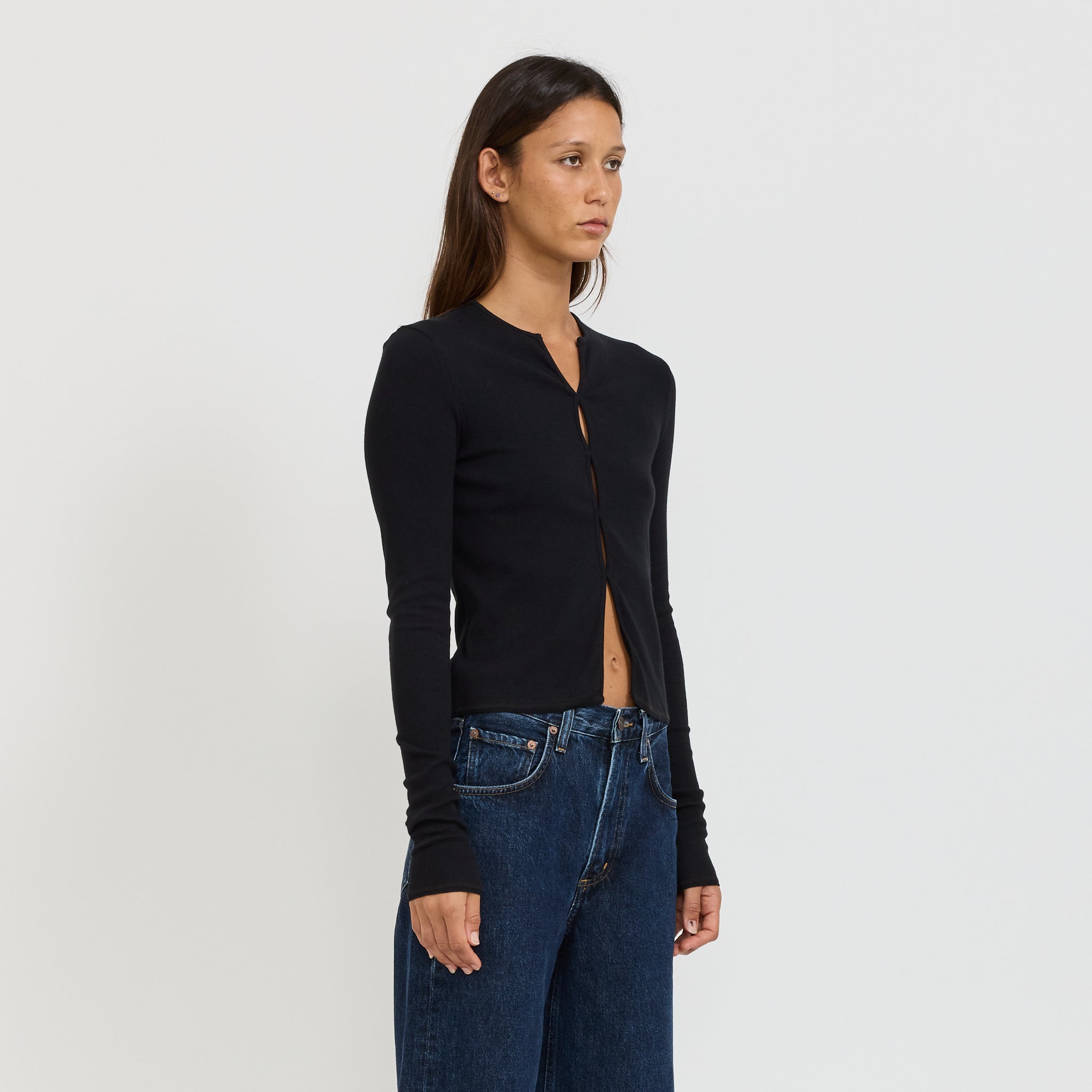 Bassike | Slim Fit Cut Out Detail Top Black | Maplestore