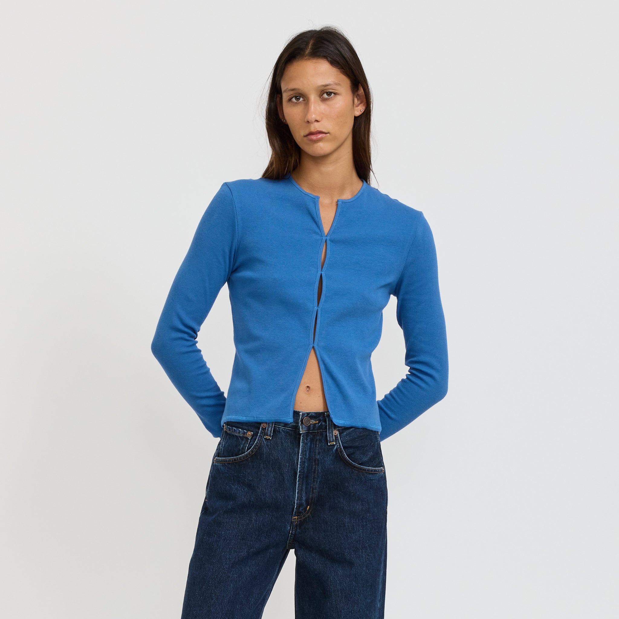 Bassike | Slim Fit Cut Out Detail Top Dutch Blue | Maplestore