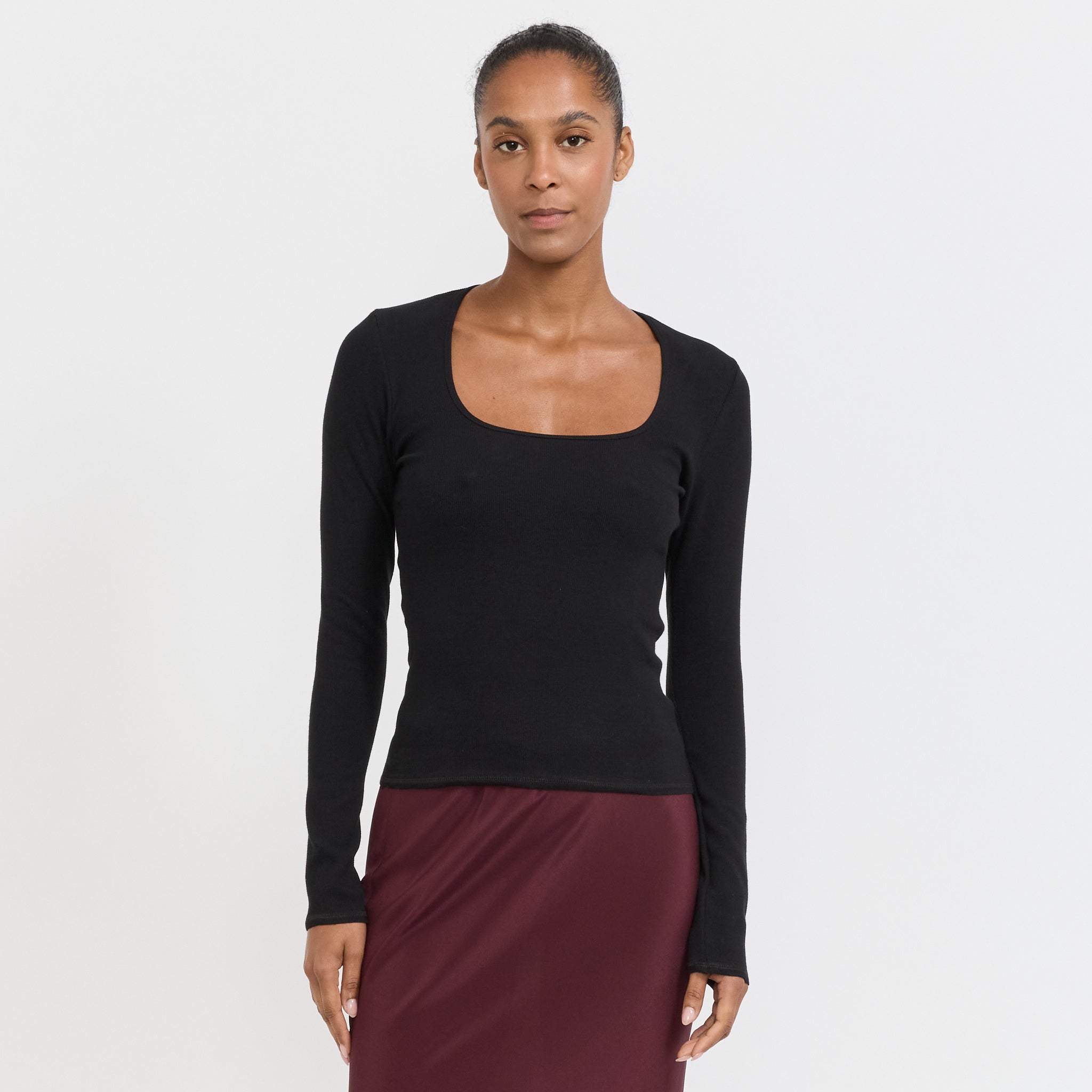 Square Neck L/S Top Black
