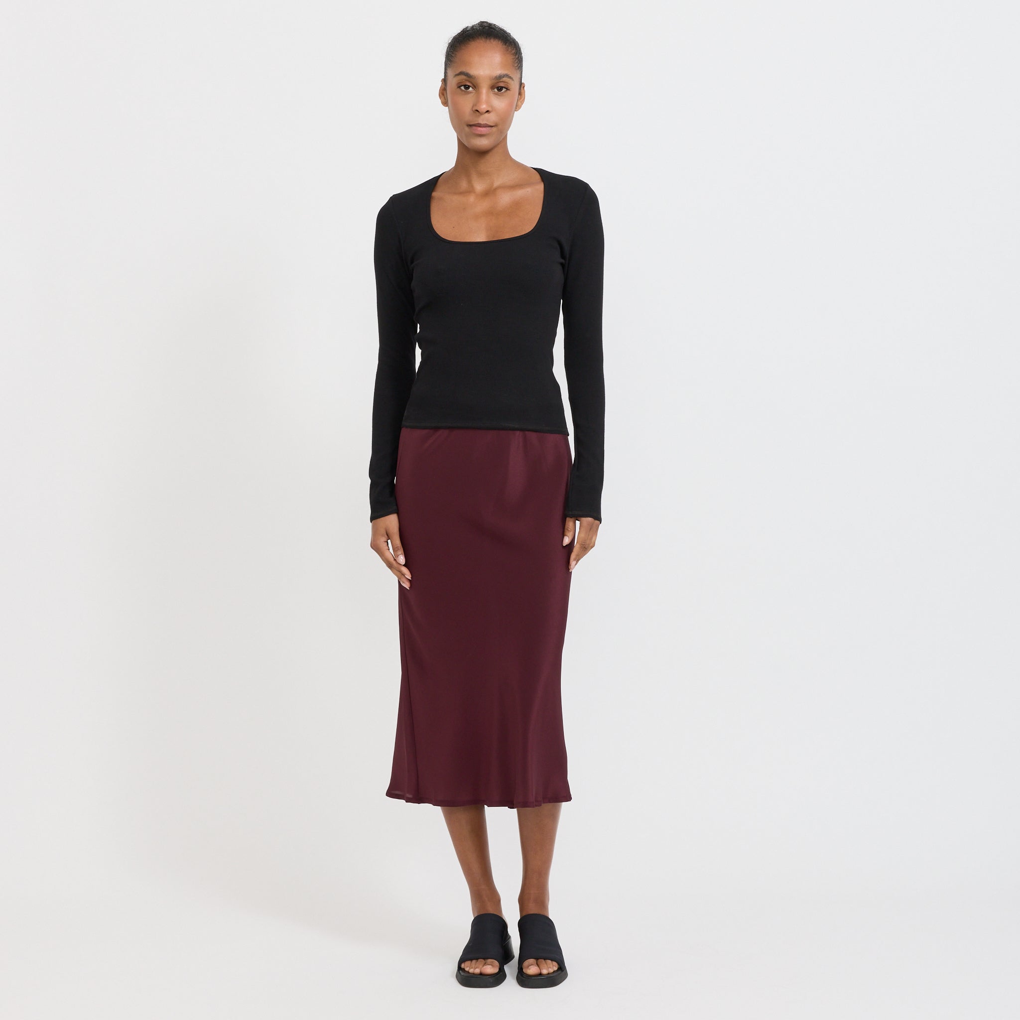 Square Neck L/S Top Black