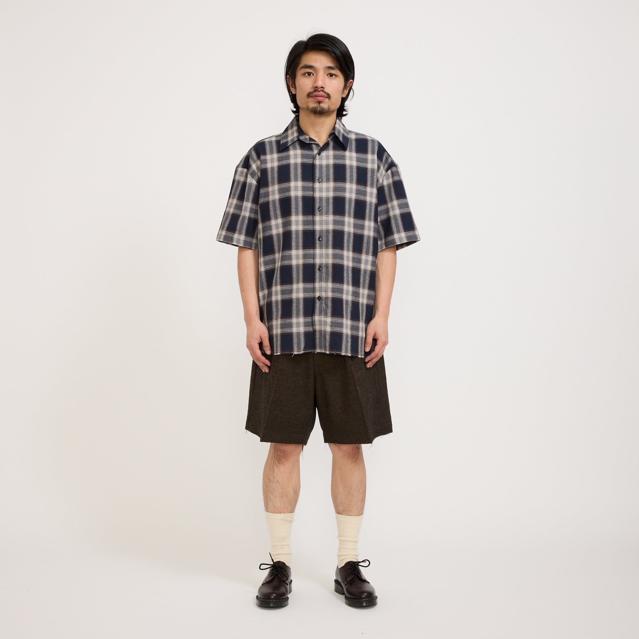 Beach Brains | Frayed SS Shirt Navy Plaid | Maplestore