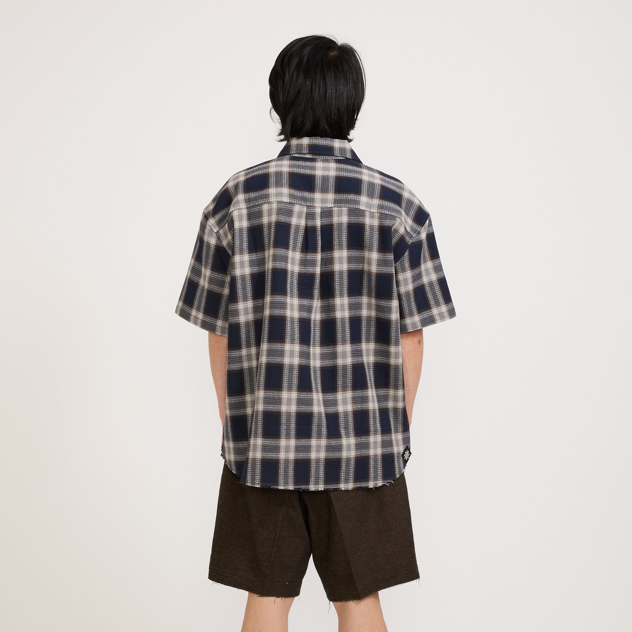 Beach Brains | Frayed SS Shirt Navy Plaid | Maplestore