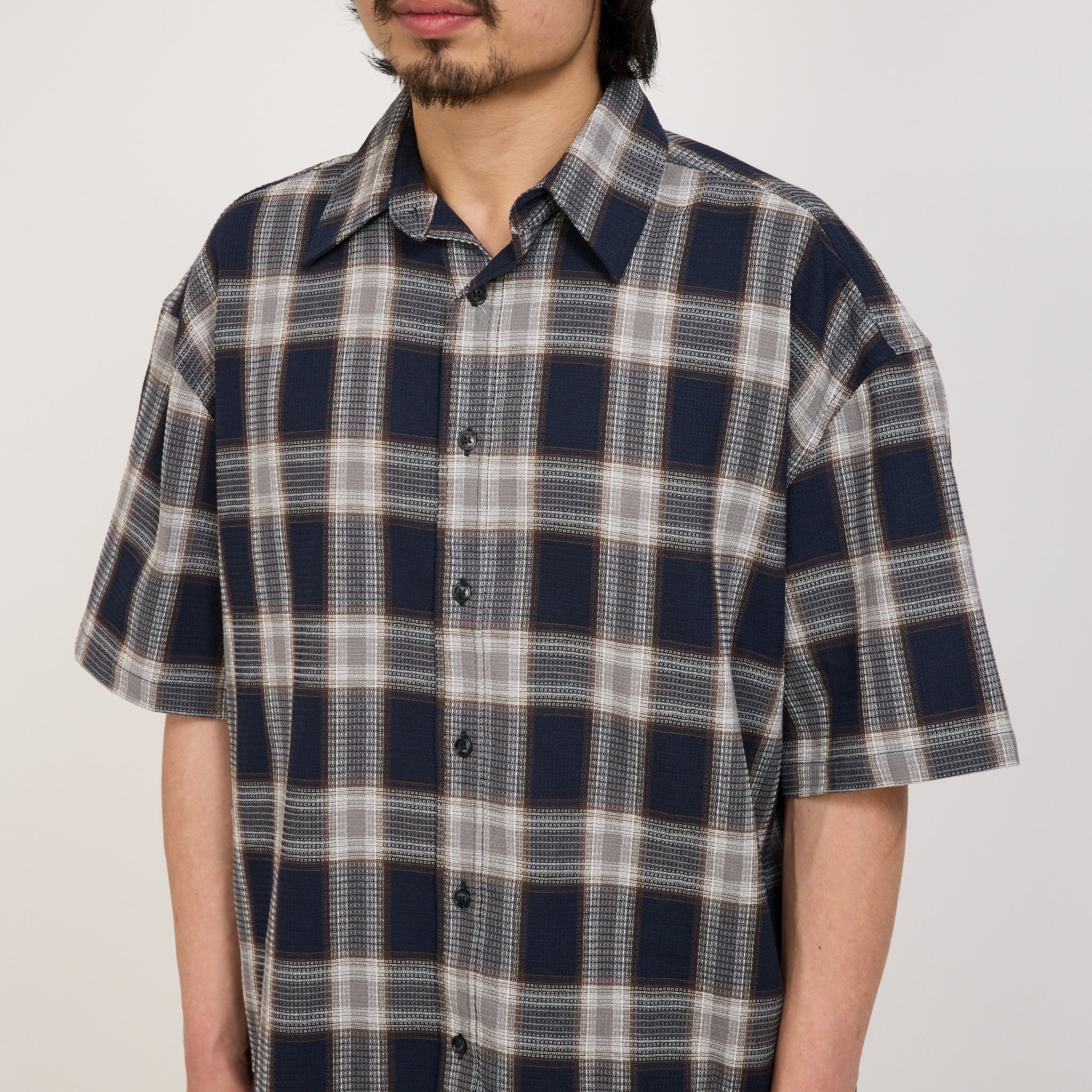 Beach Brains | Frayed SS Shirt Navy Plaid | Maplestore