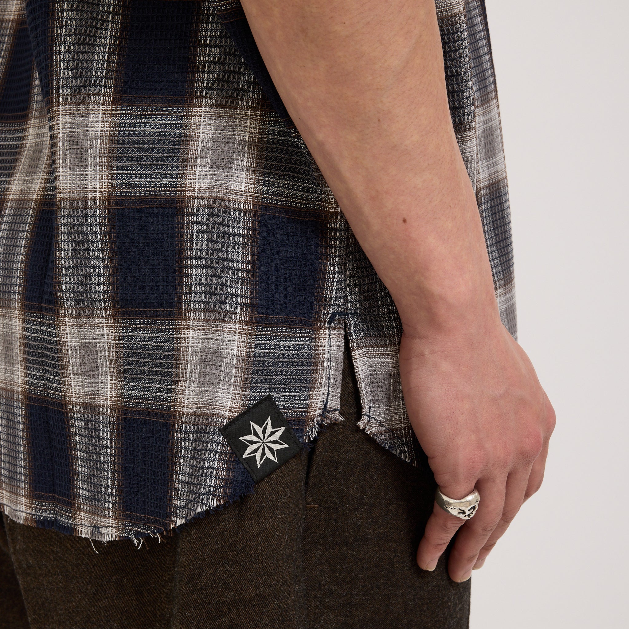 Beach Brains | Frayed SS Shirt Navy Plaid | Maplestore