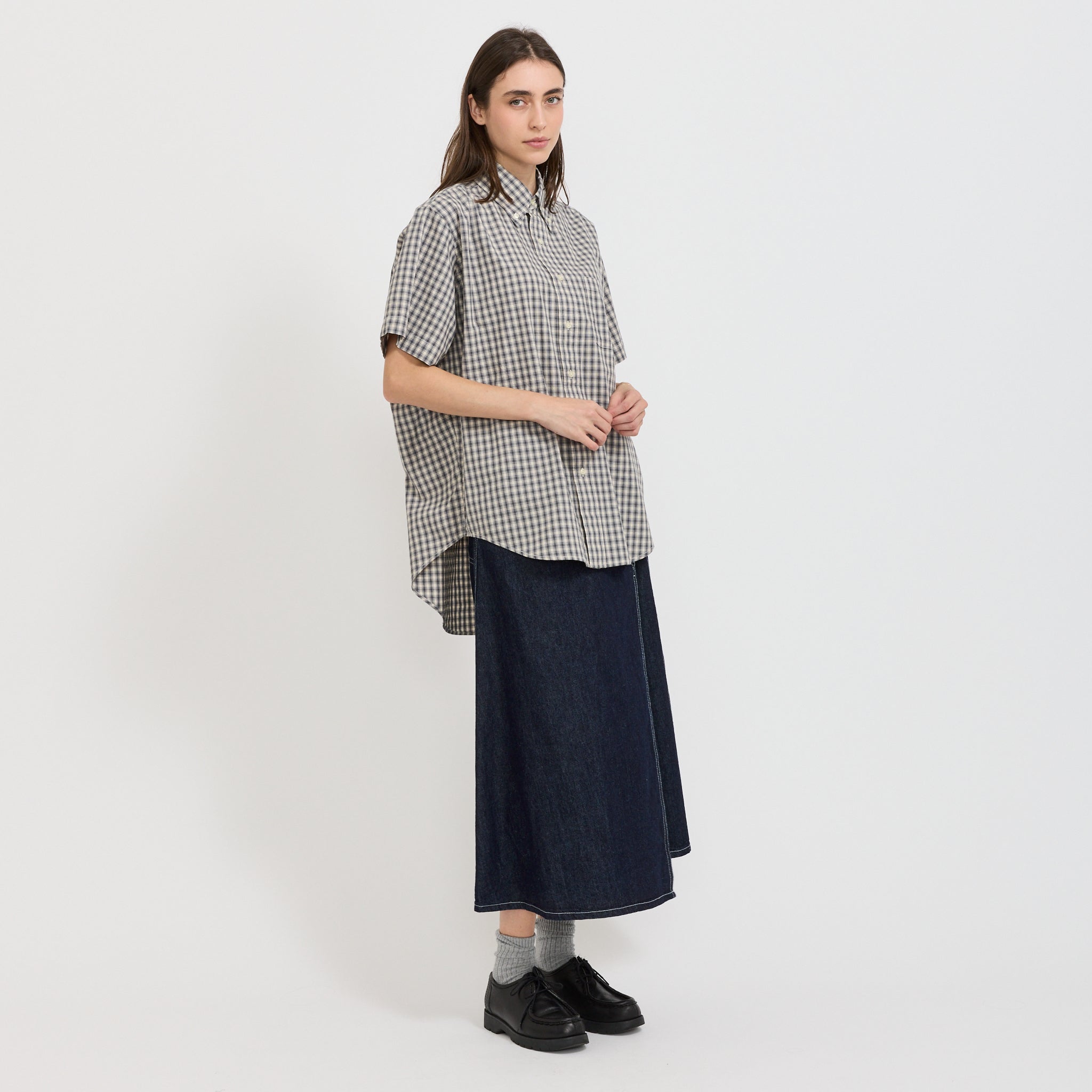 Beams Boy | BOY Check Big BD Shirt Charcoal | Maplestore