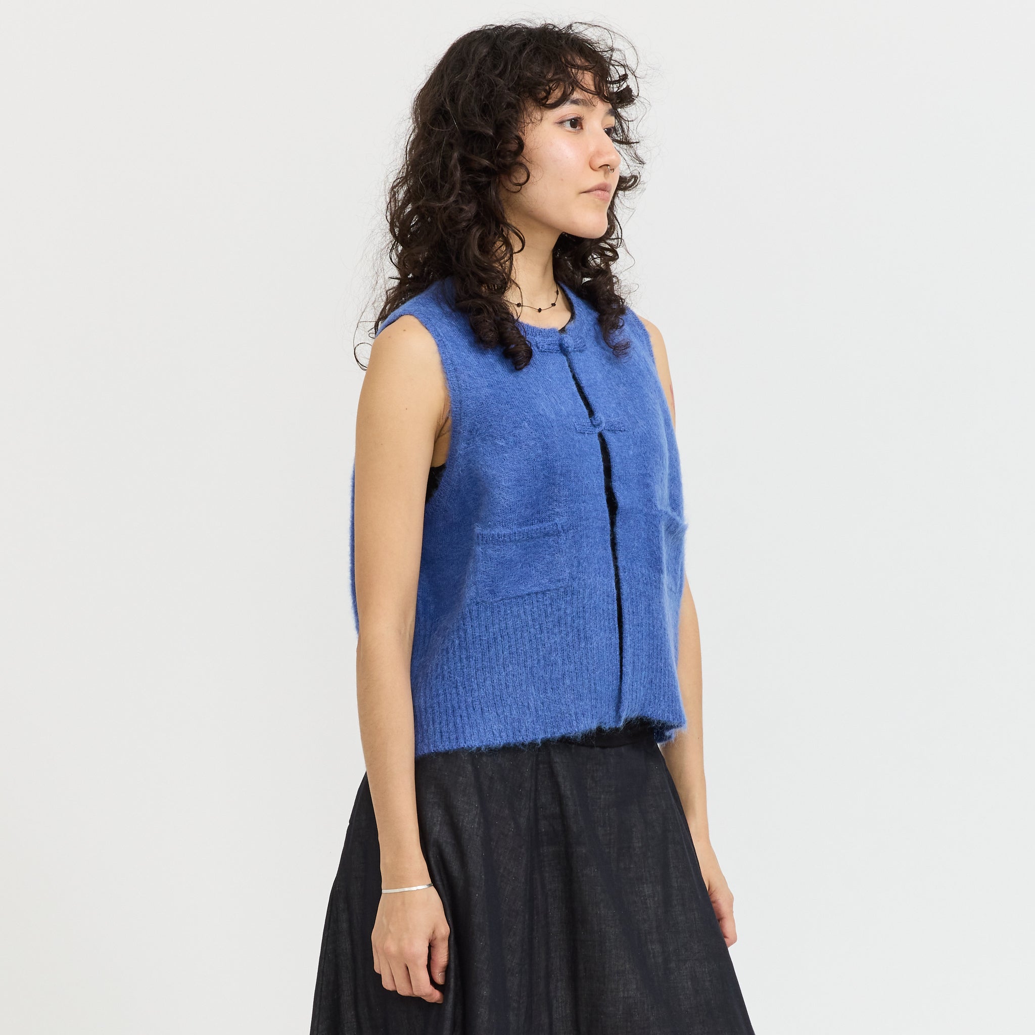 China Button Vest Blue