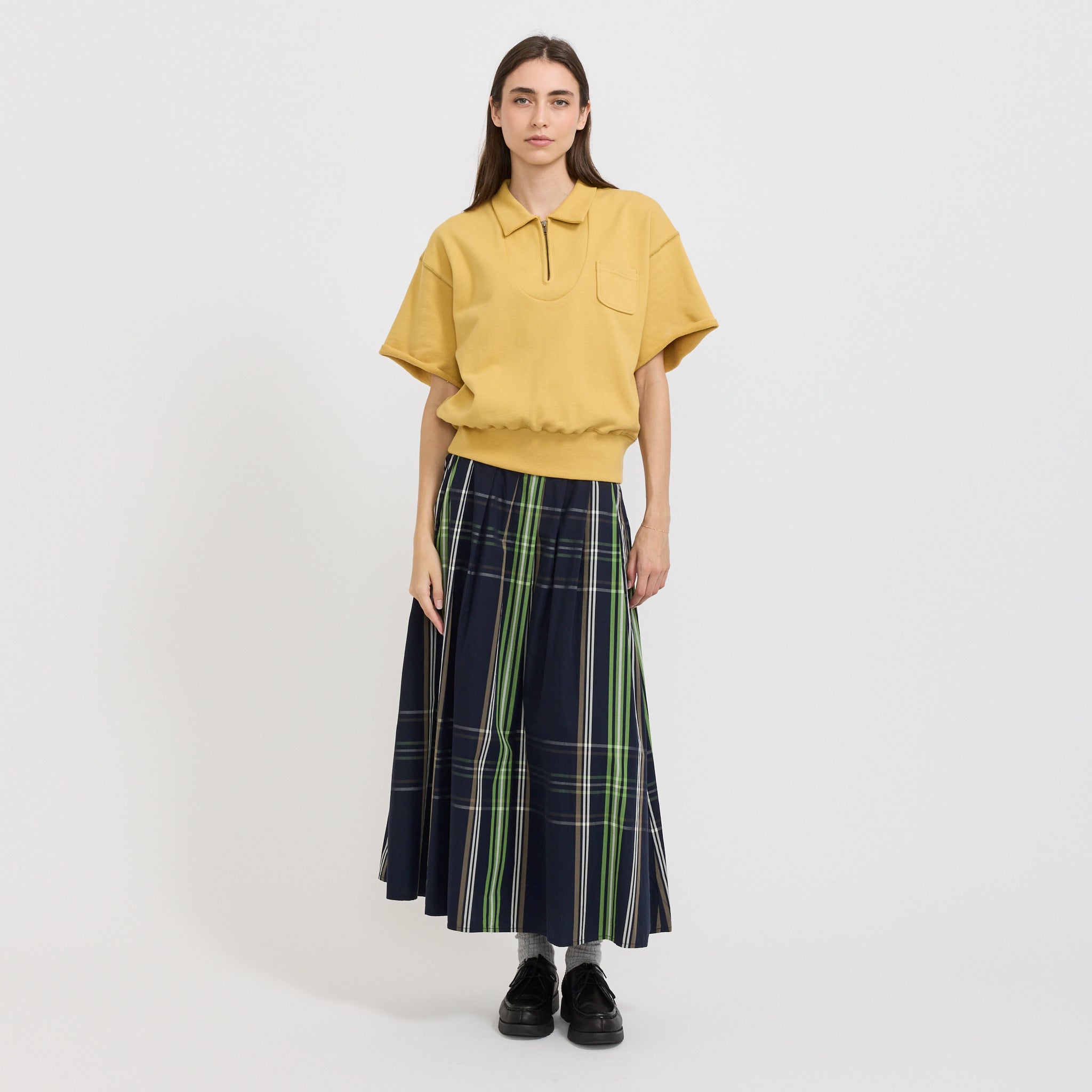 Beams Boy | Half Zip Short Sleeve Sweater Yellow | Maplestore