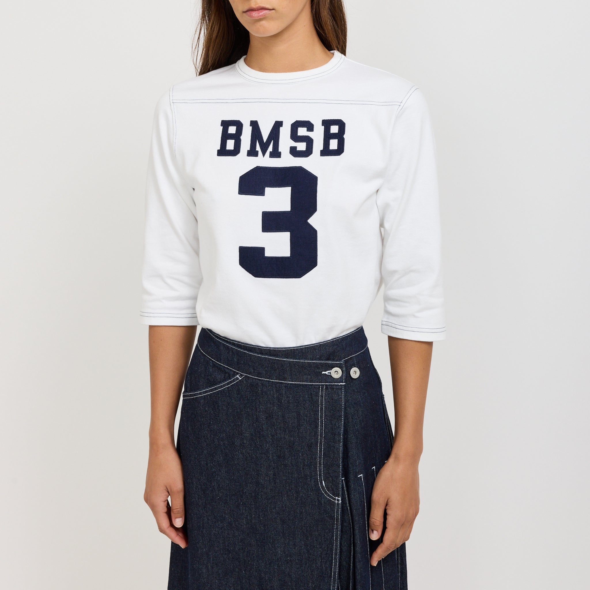 Beams Boy | Knit Football 3/4 Tee White | Maplestore