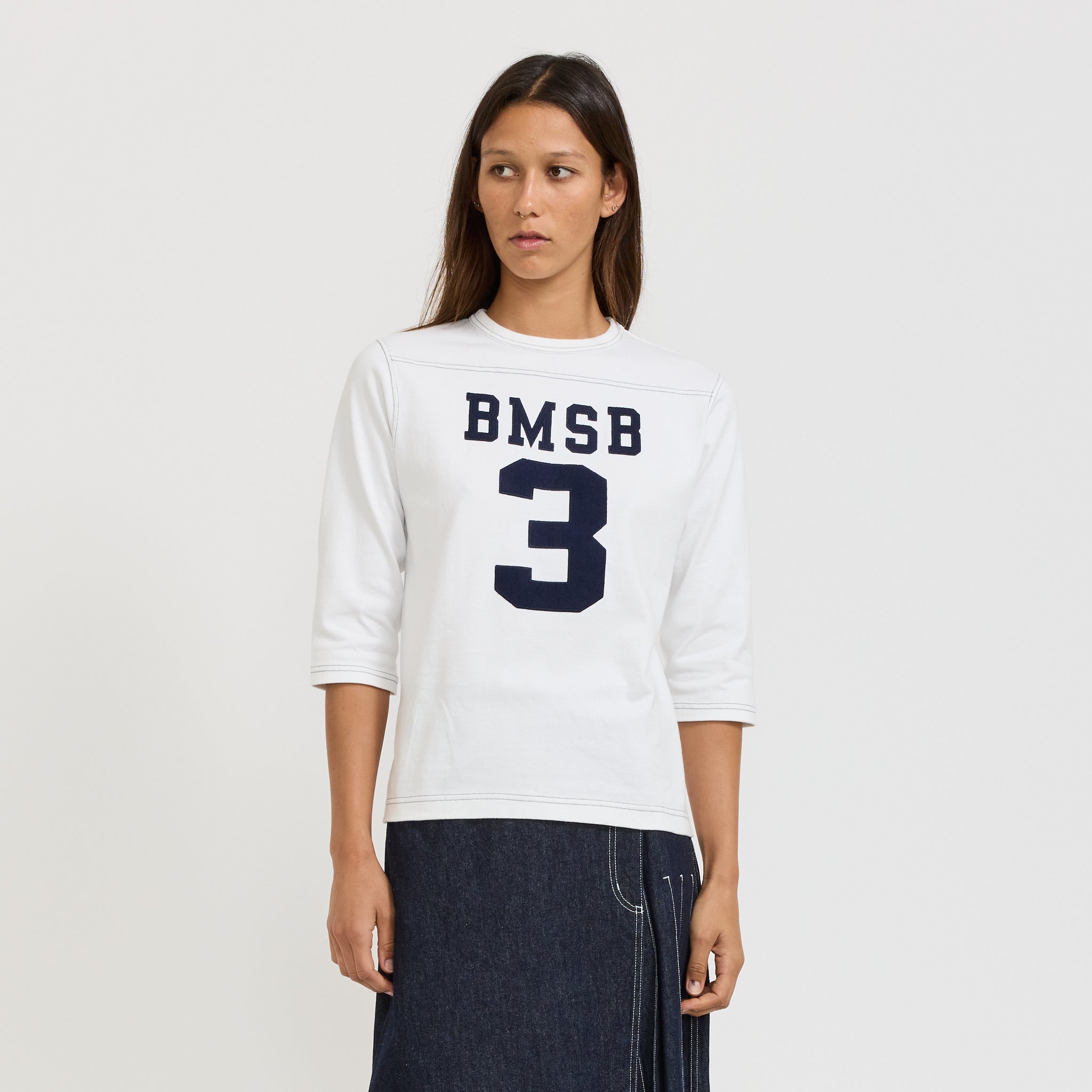 Beams Boy | Knit Football 3/4 Tee White | Maplestore