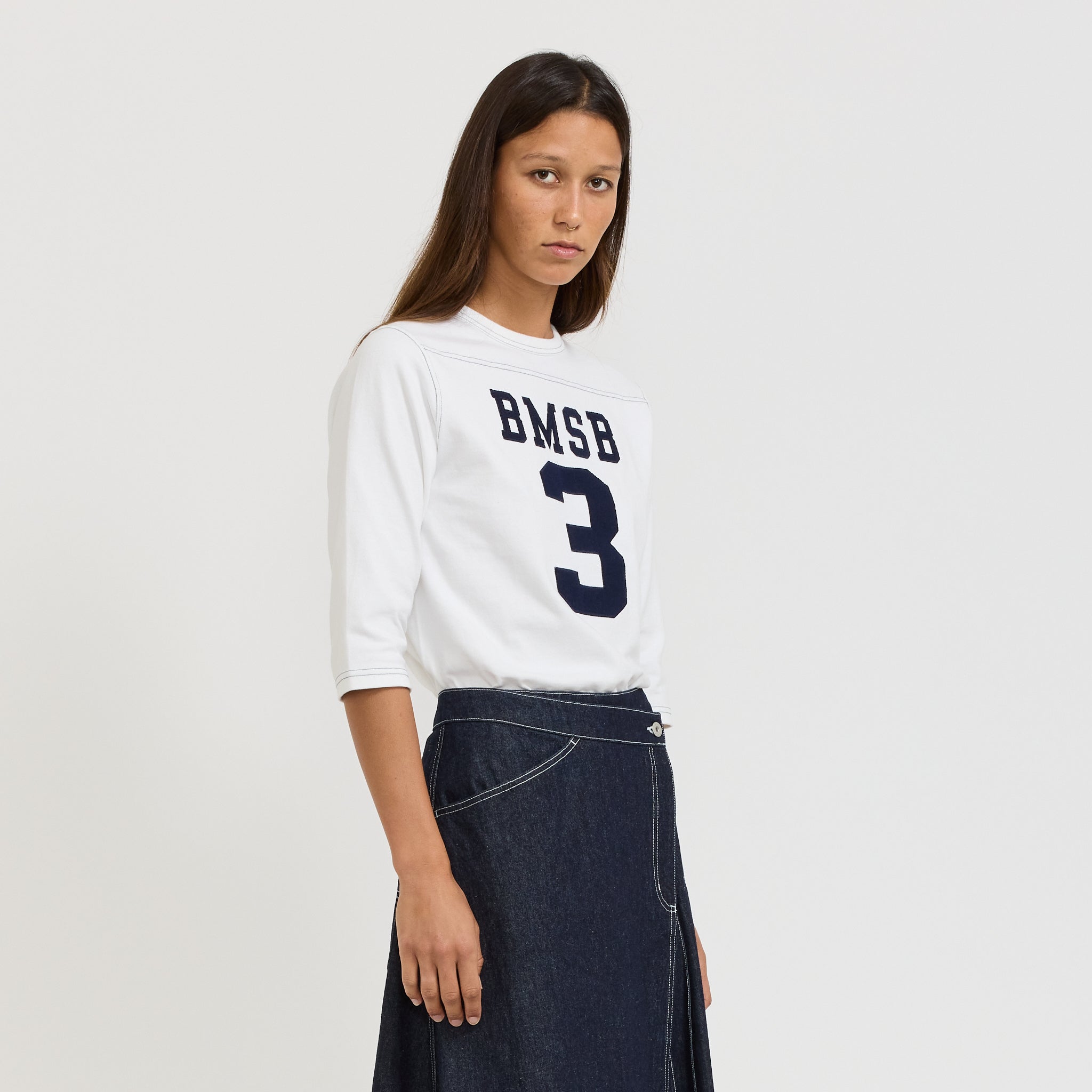Beams Boy | Knit Football 3/4 Tee White | Maplestore