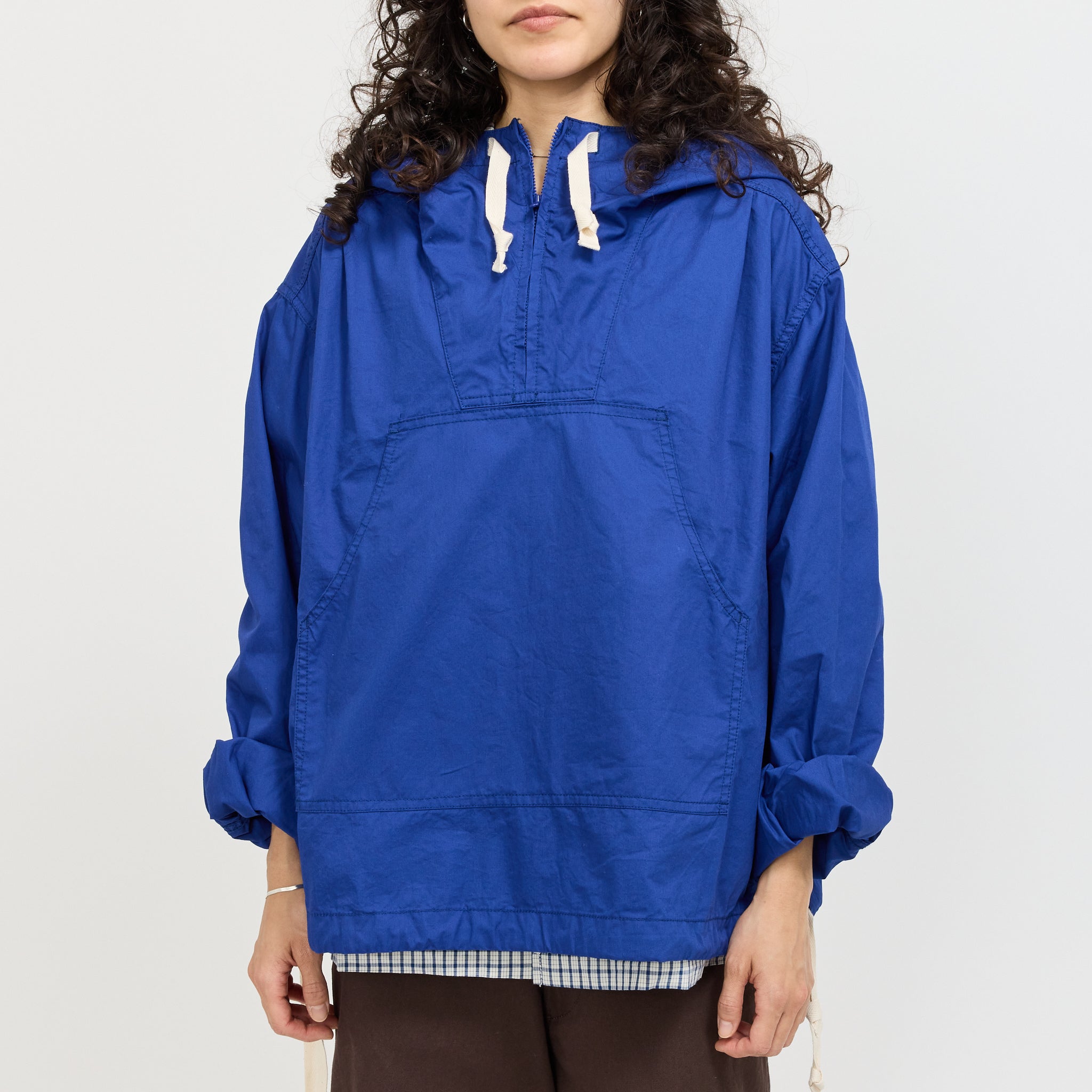 Side Button Anorak Blouson Blue