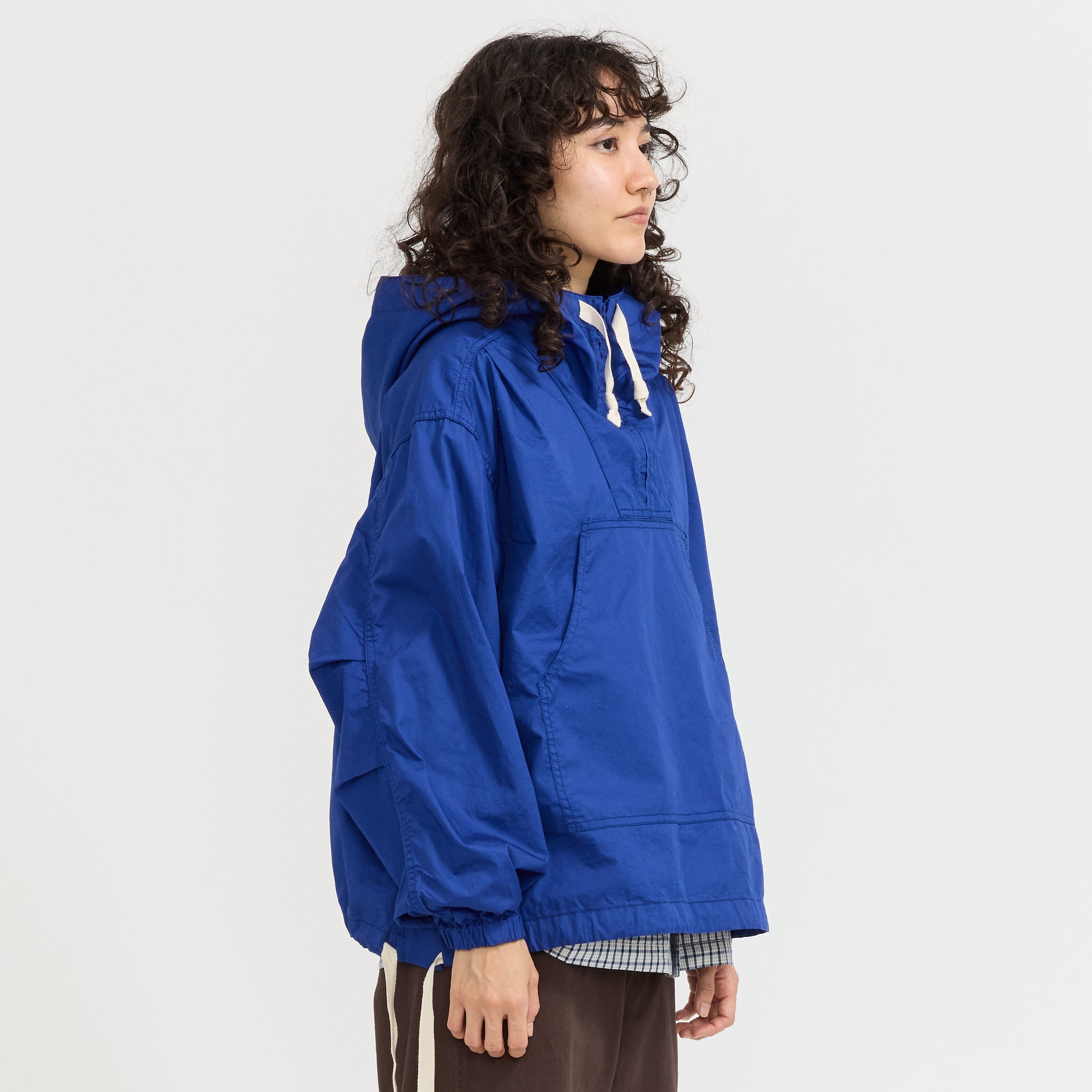 Side Button Anorak Blouson Blue
