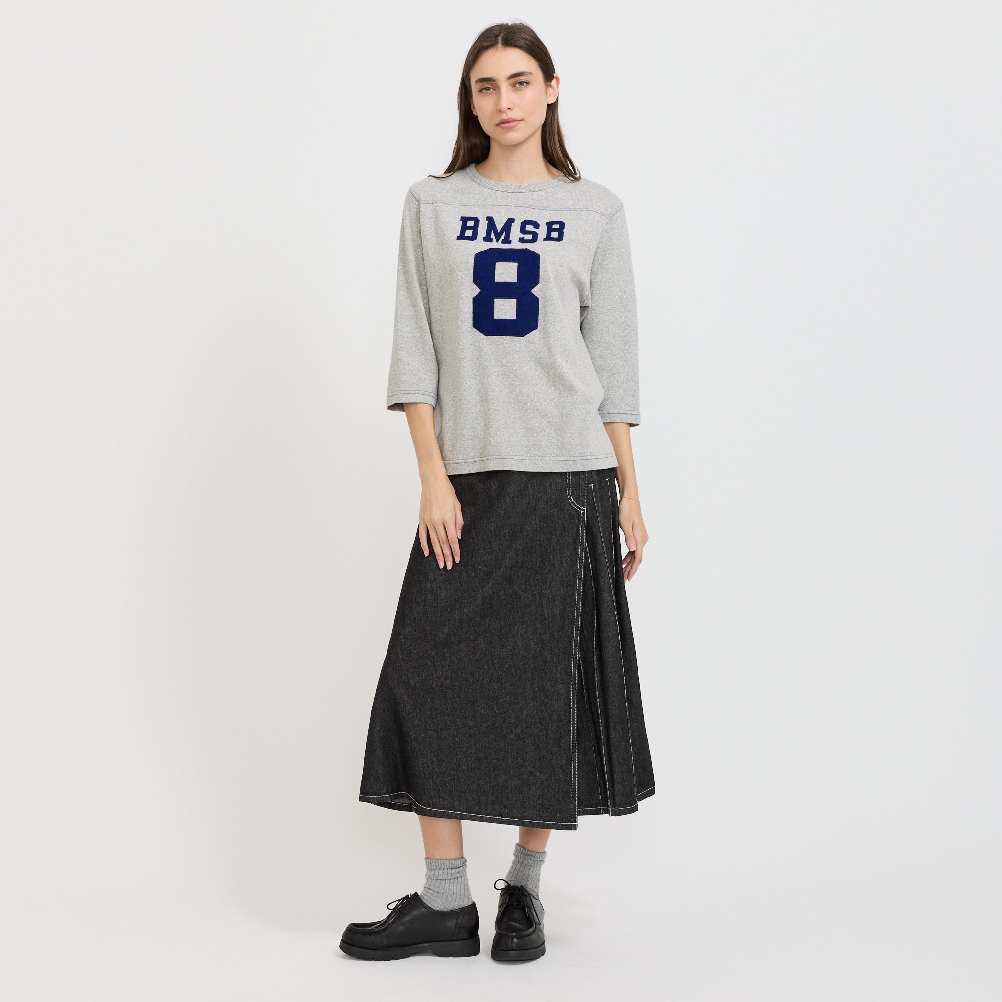 Beams Boy | 3/4 Sleeve Football Tee Grey | Maplestore