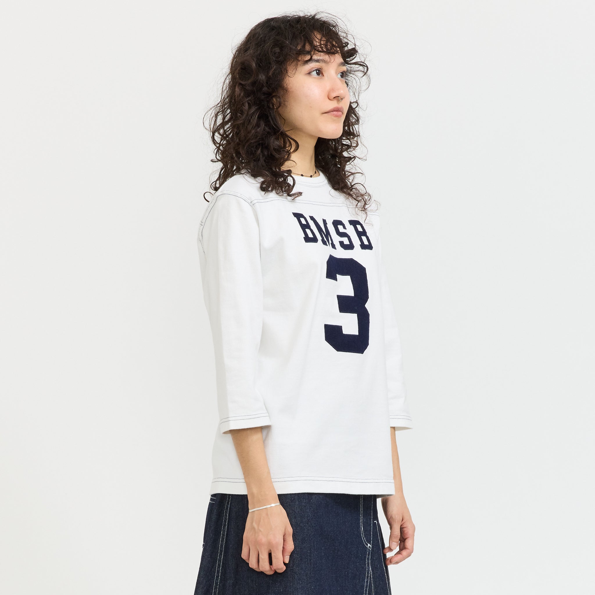 3/4 Sleeve Football Tee White