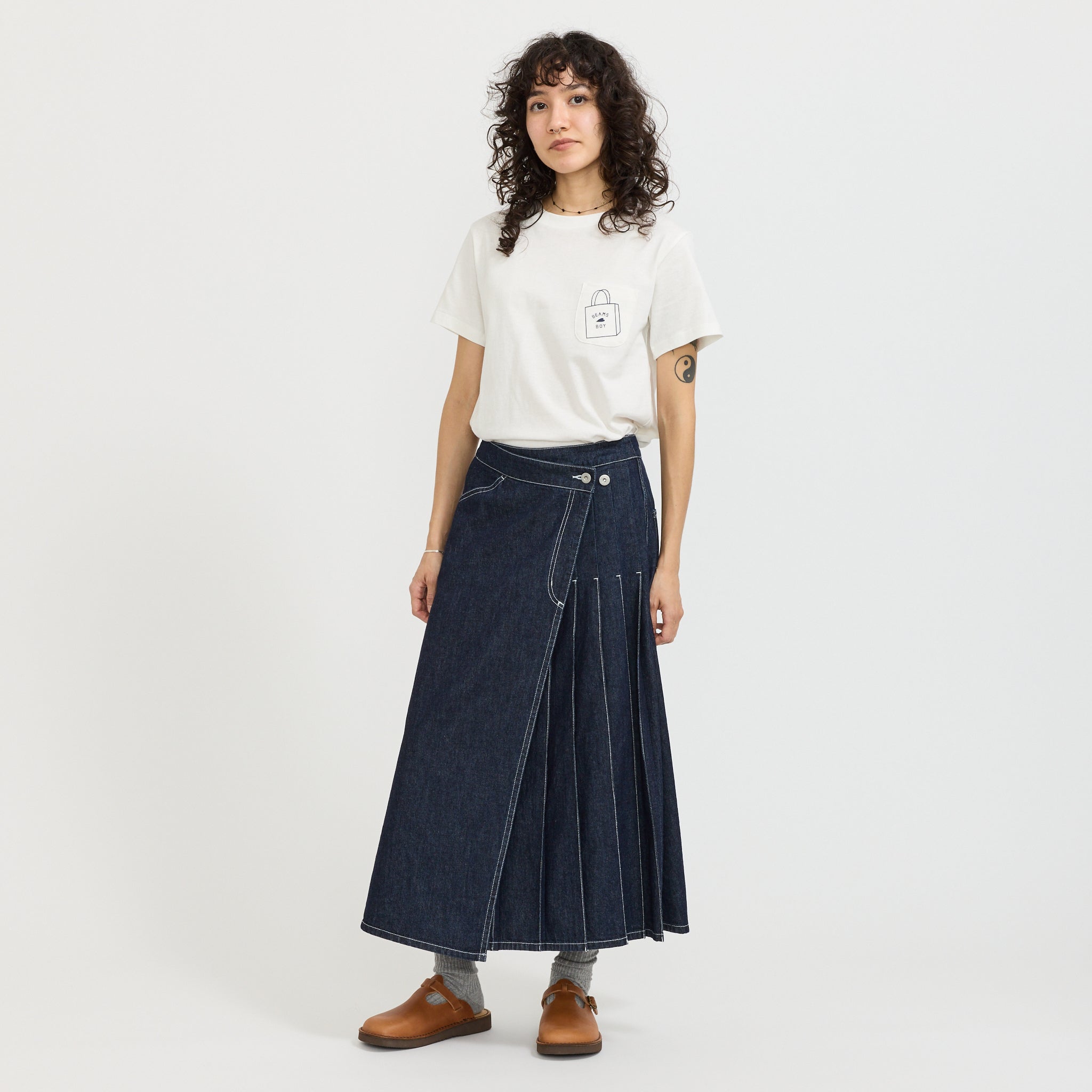 Wrap Pleated Skirt Indigo