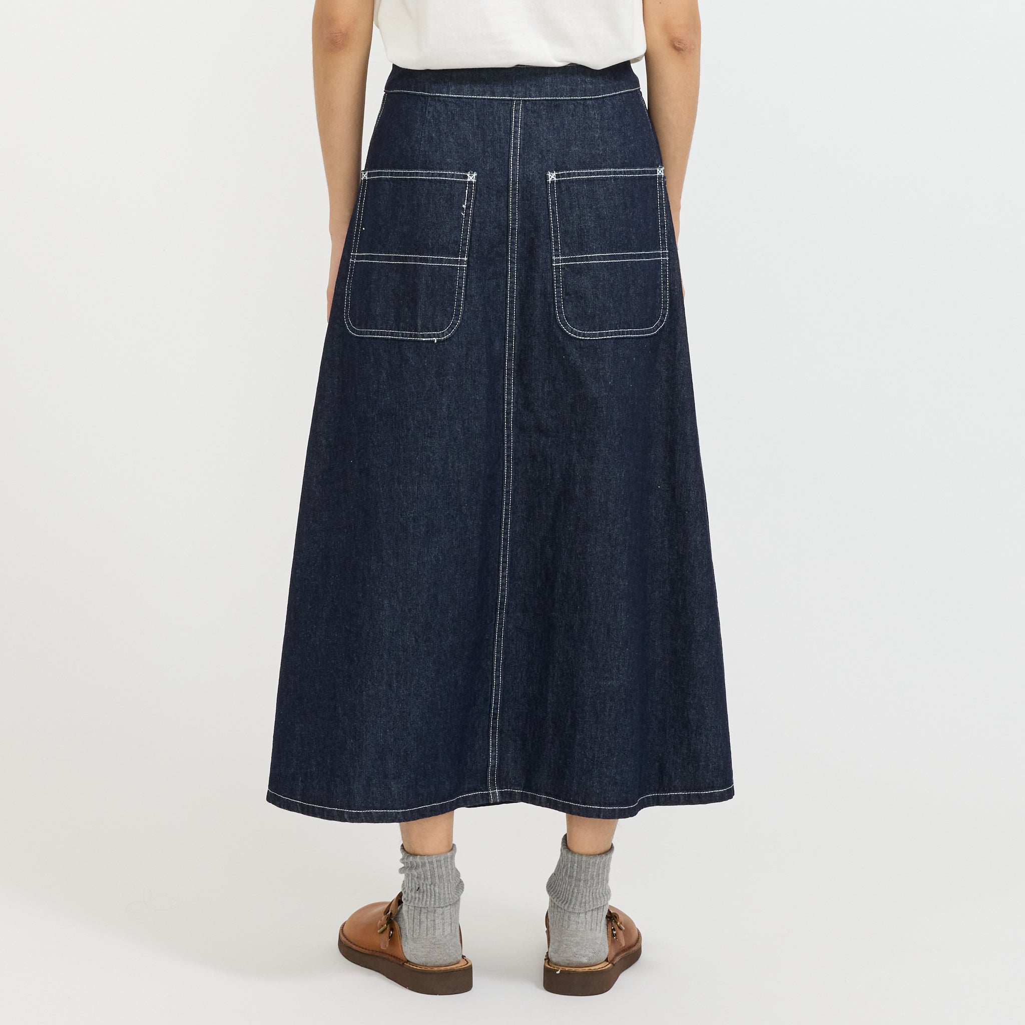 Wrap Pleated Skirt Indigo
