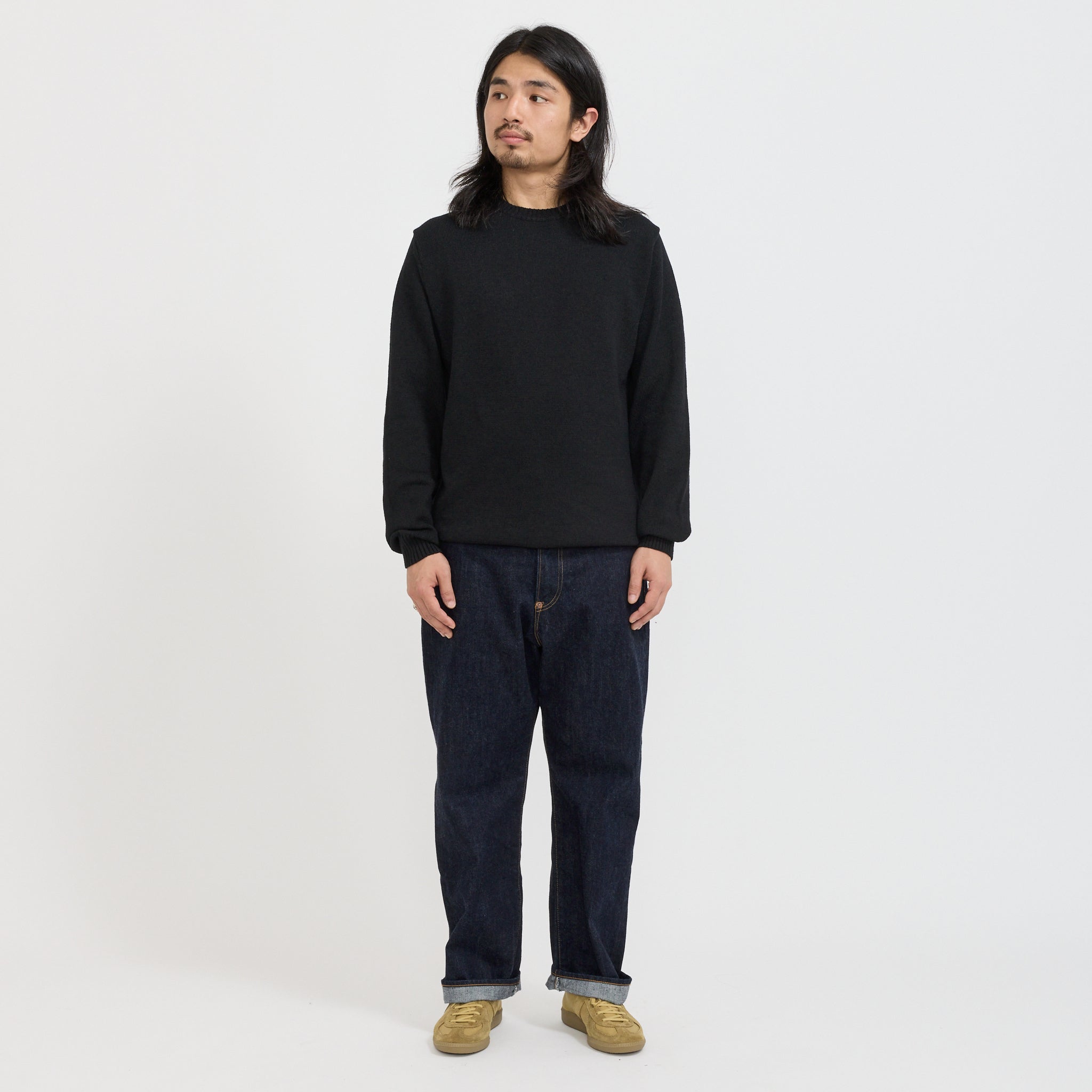 Beams Plus | Crew Lily Yarn 7G Black | Maplestore