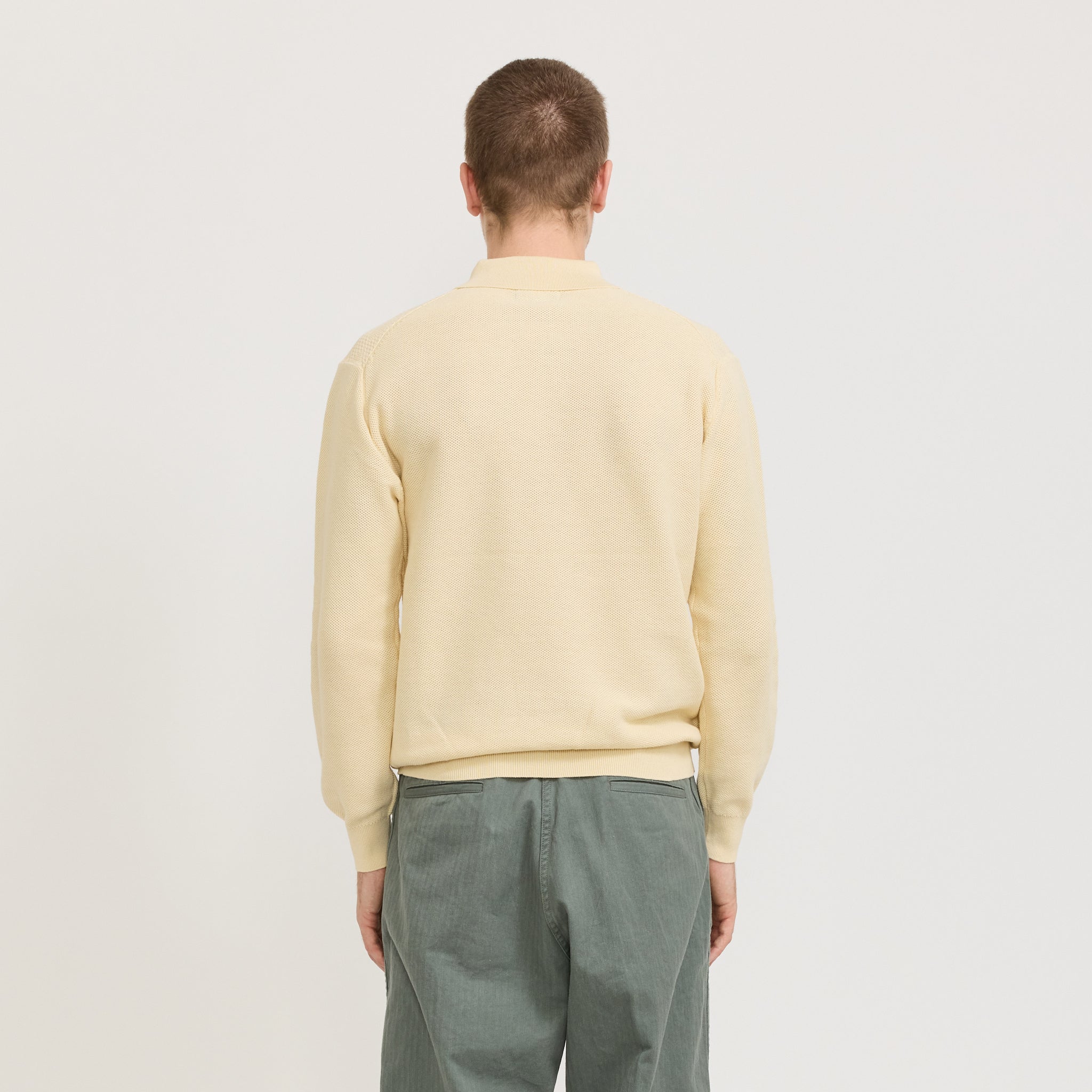 Beams Plus | Knit Polo Diamond Pattern Off White | Maplestore