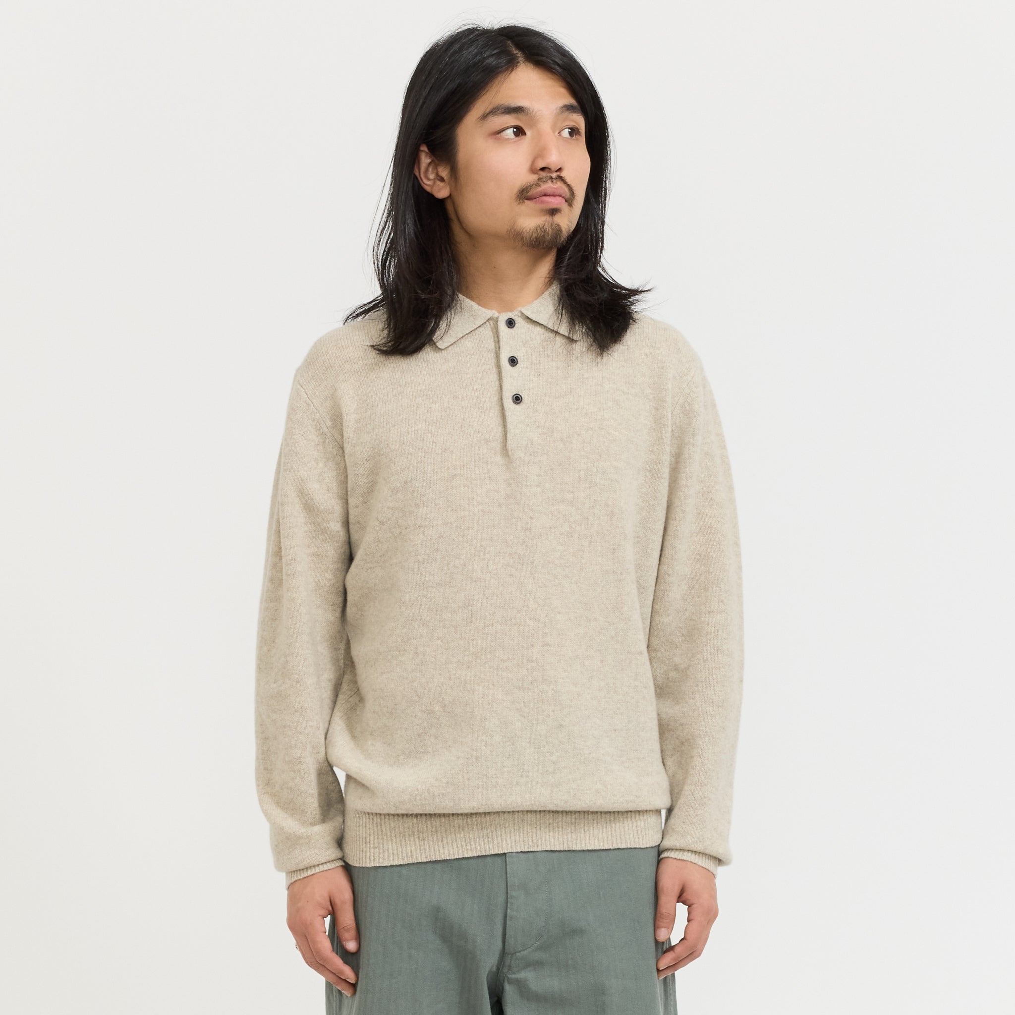 Knit Polo 9G Beige