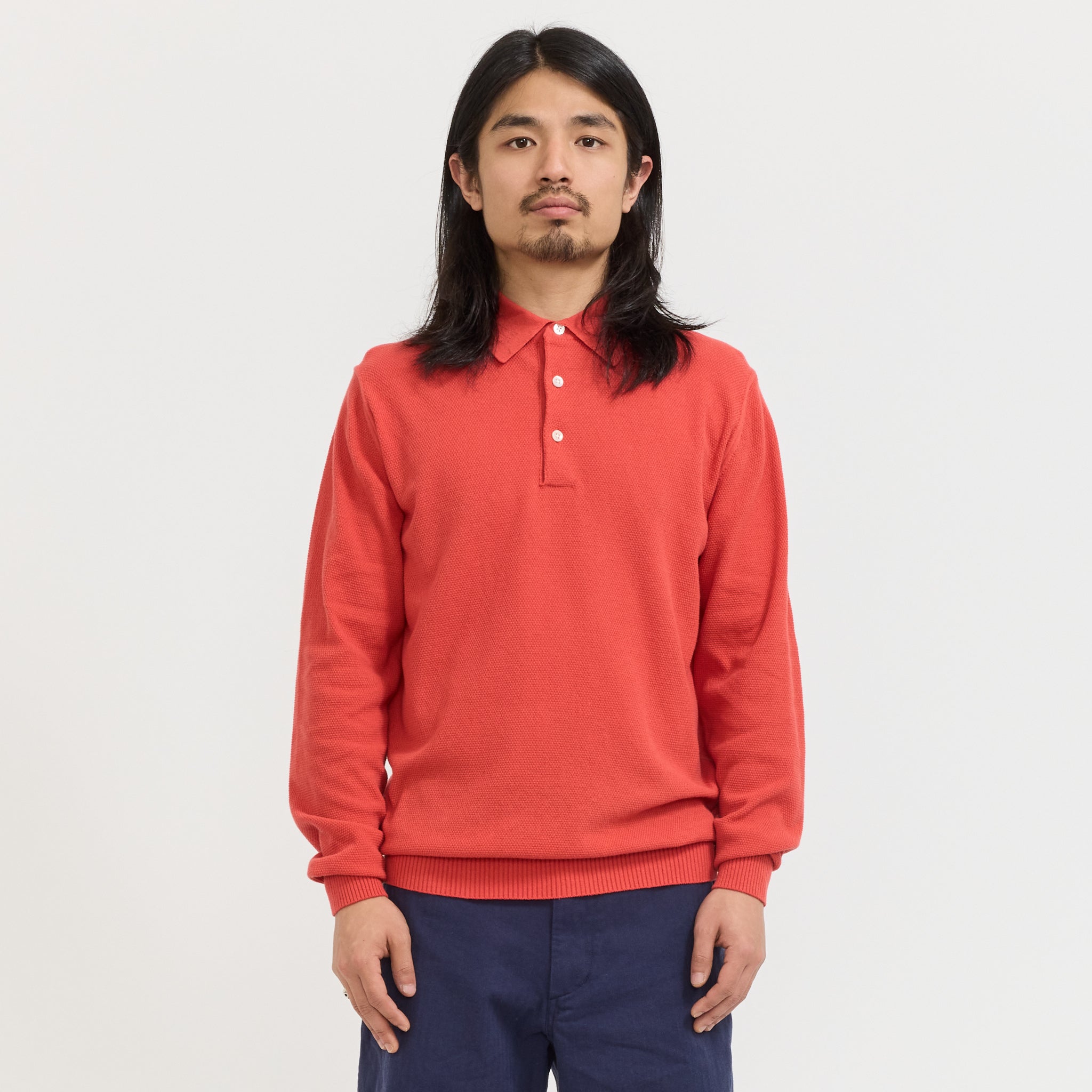 Knit Polo Pique 14G Red