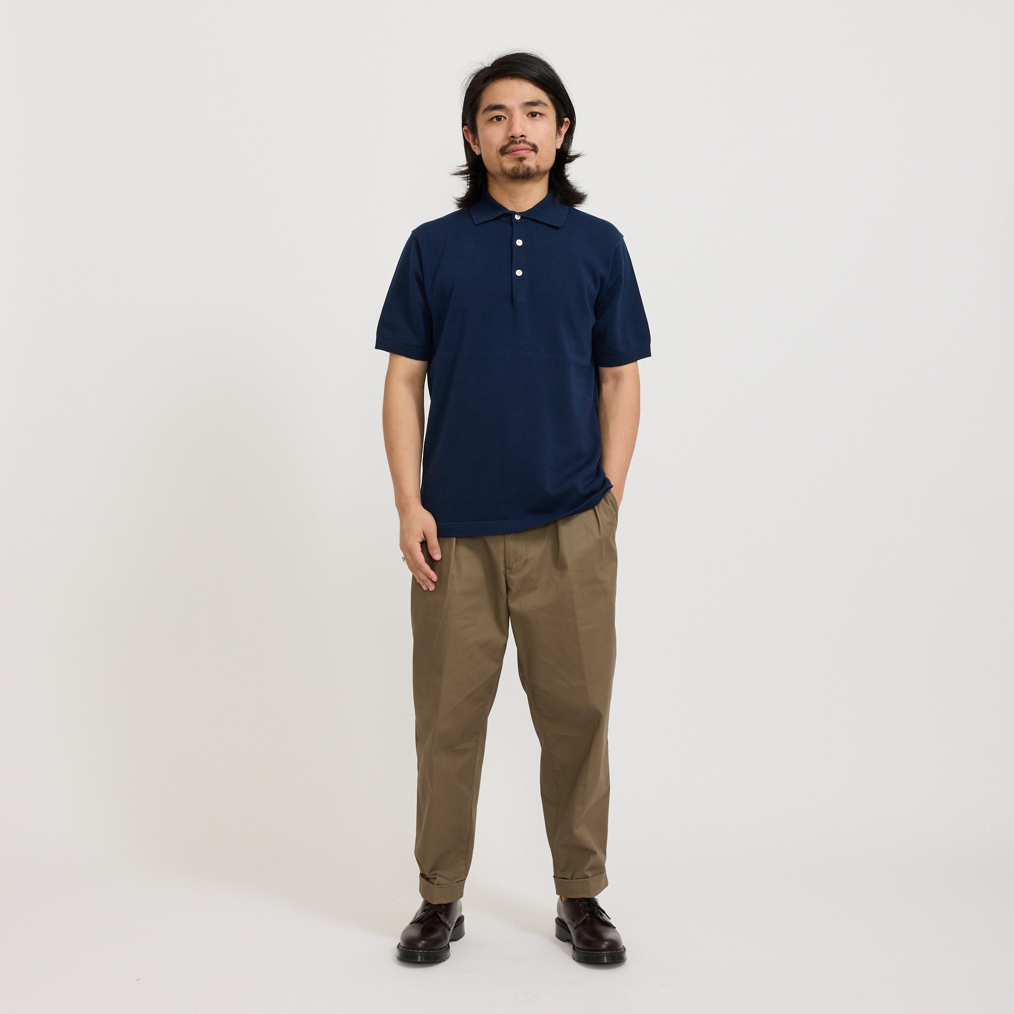 Beams Plus | Knit Polo 12G Navy | Maplestore