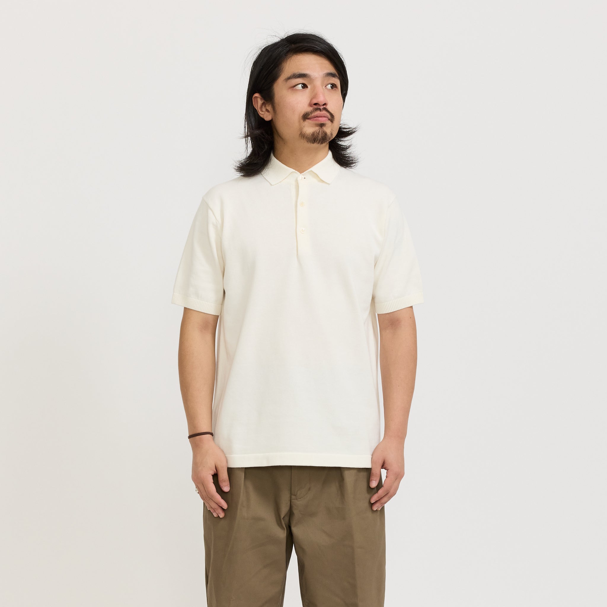 Beams Plus | Knit Polo 12G Off White | Maplestore