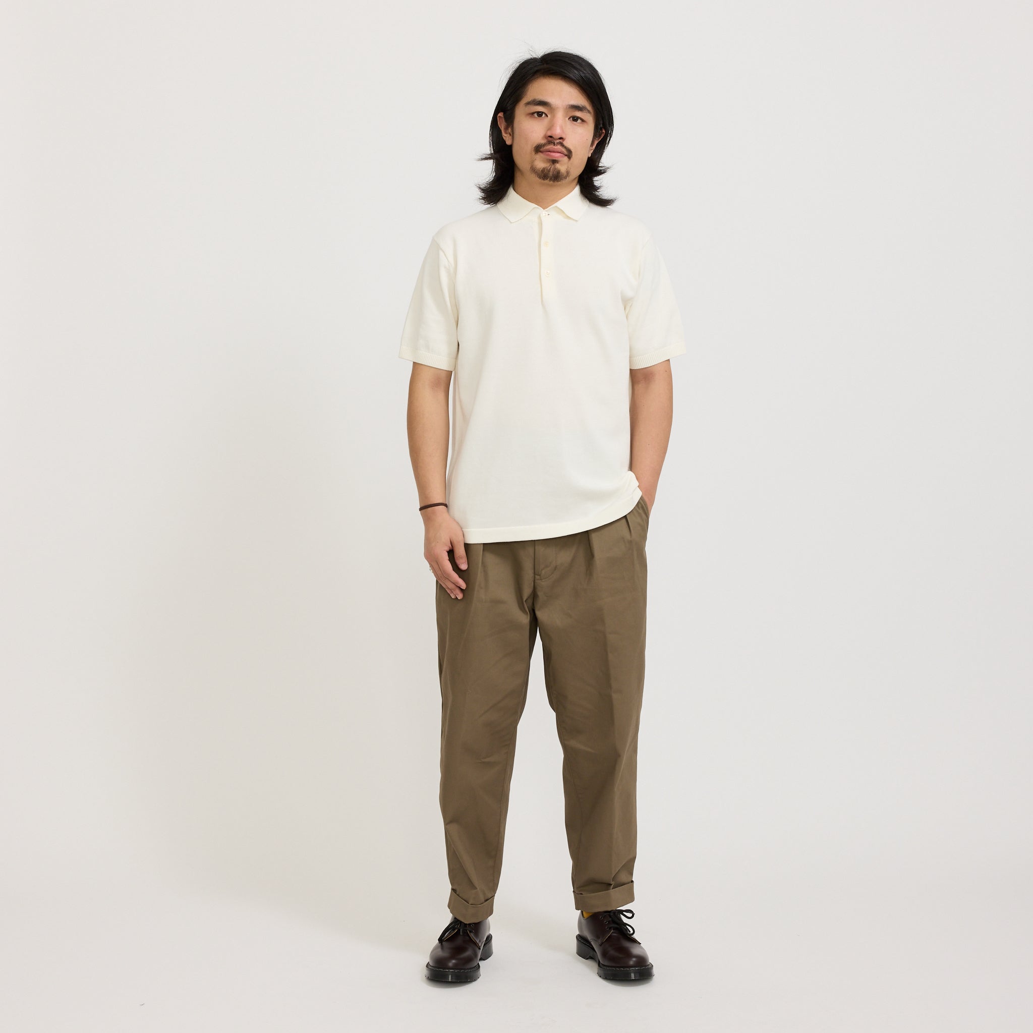 Beams Plus | Knit Polo 12G Off White | Maplestore