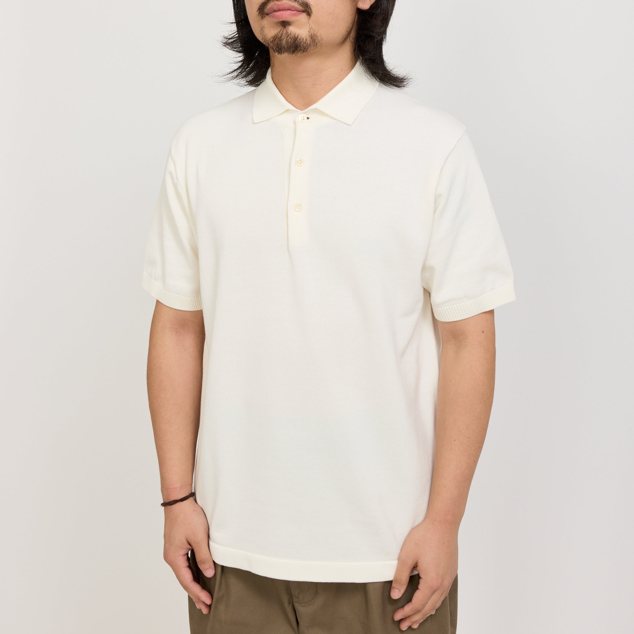 Beams Plus | Knit Polo 12G Off White | Maplestore