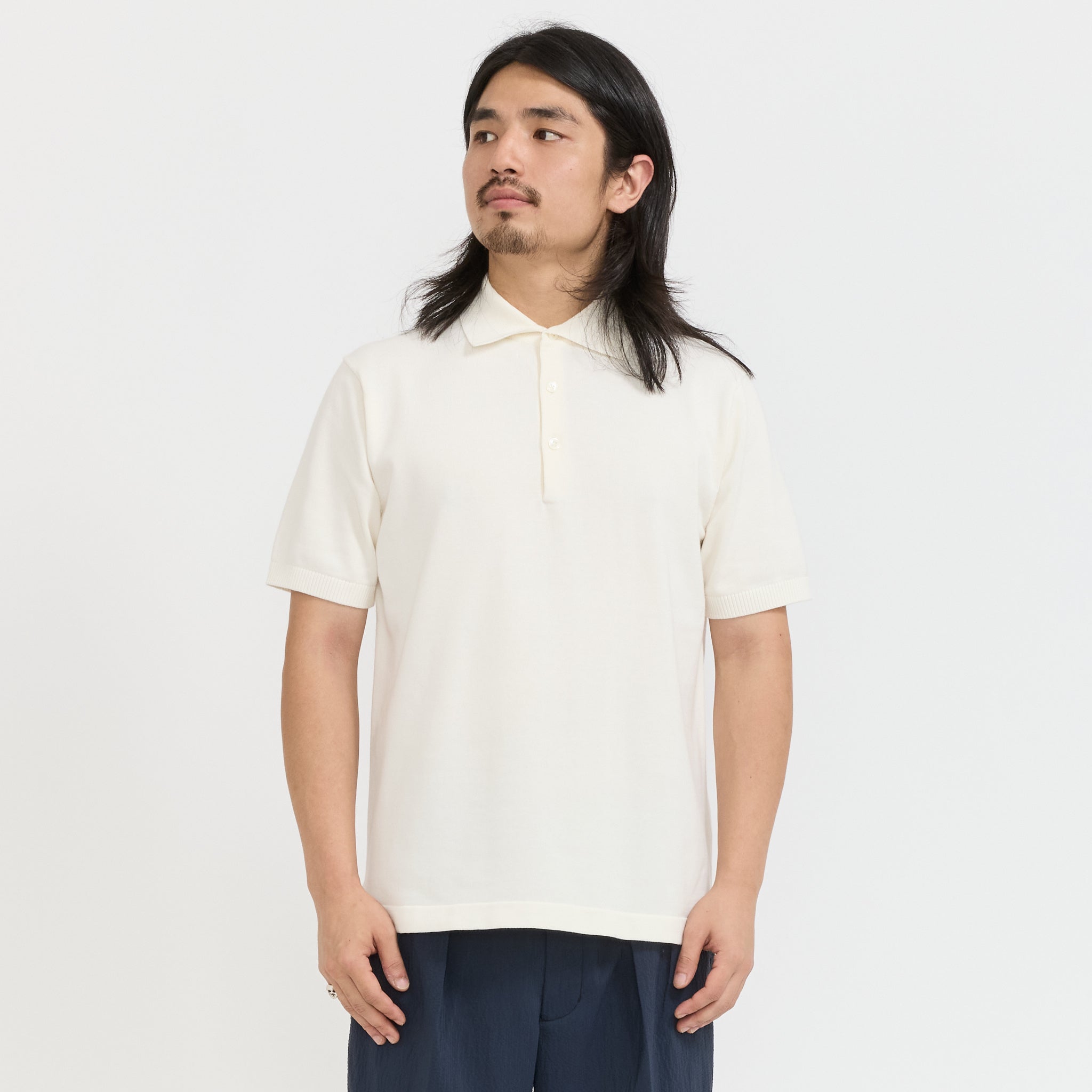Beams Plus | Knit Polo 12G Off White | Maplestore
