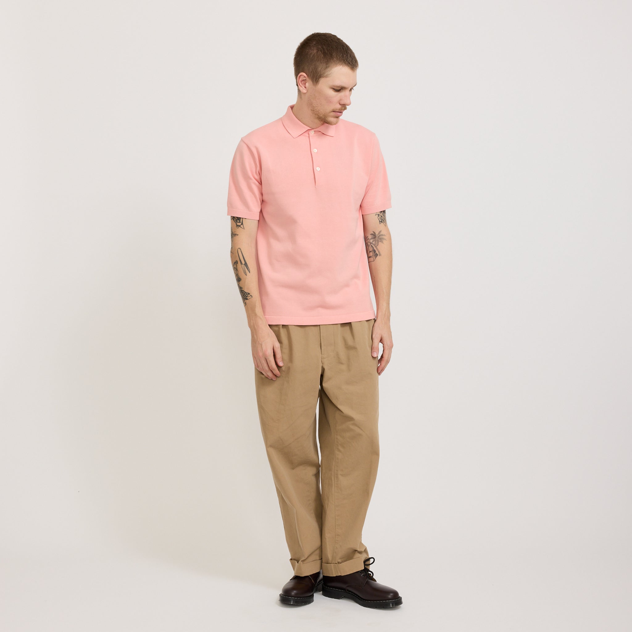 Beams Plus | Knit Polo 12G Pink | Maplestore
