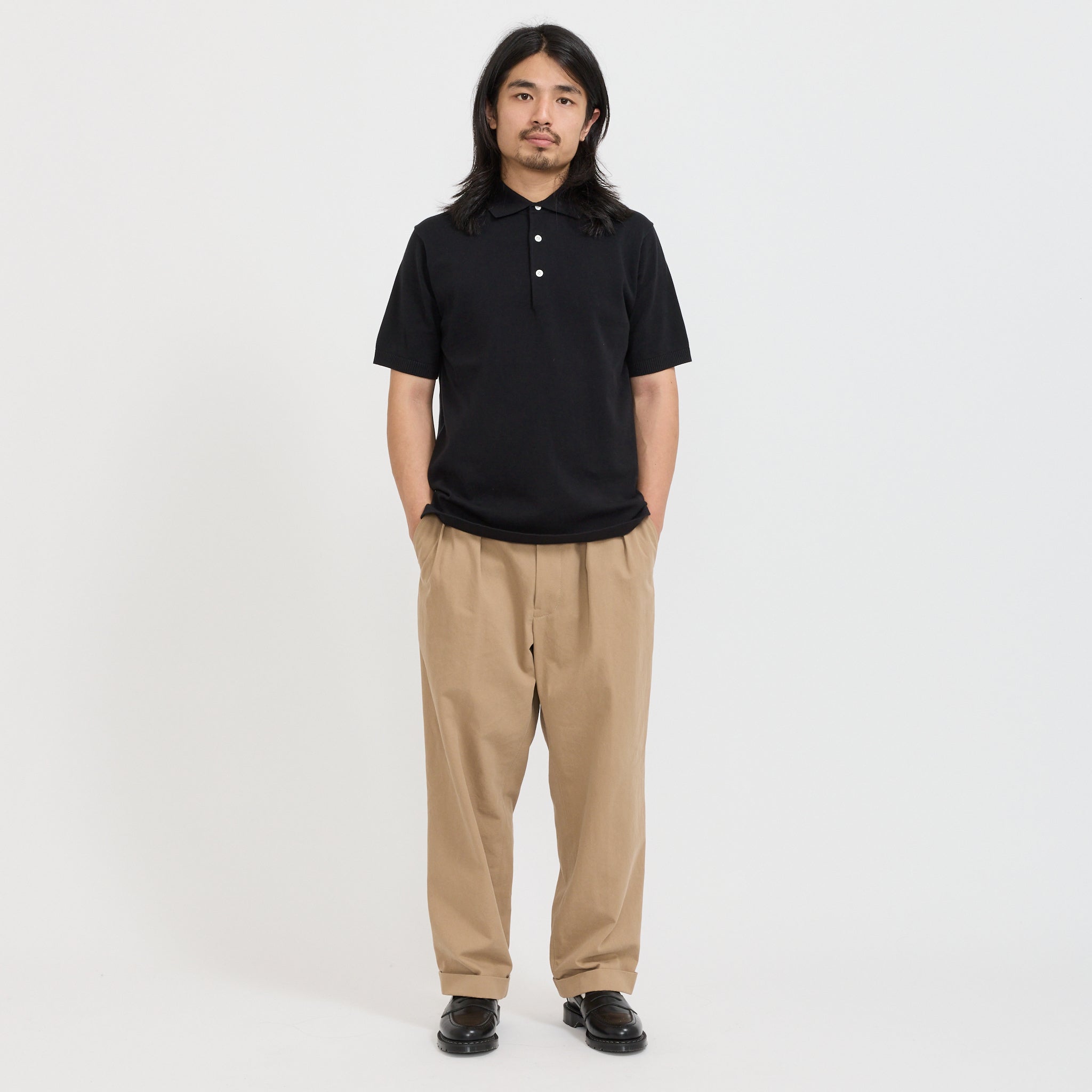 Beams Plus | Knit Polo 12G Black | Maplestore