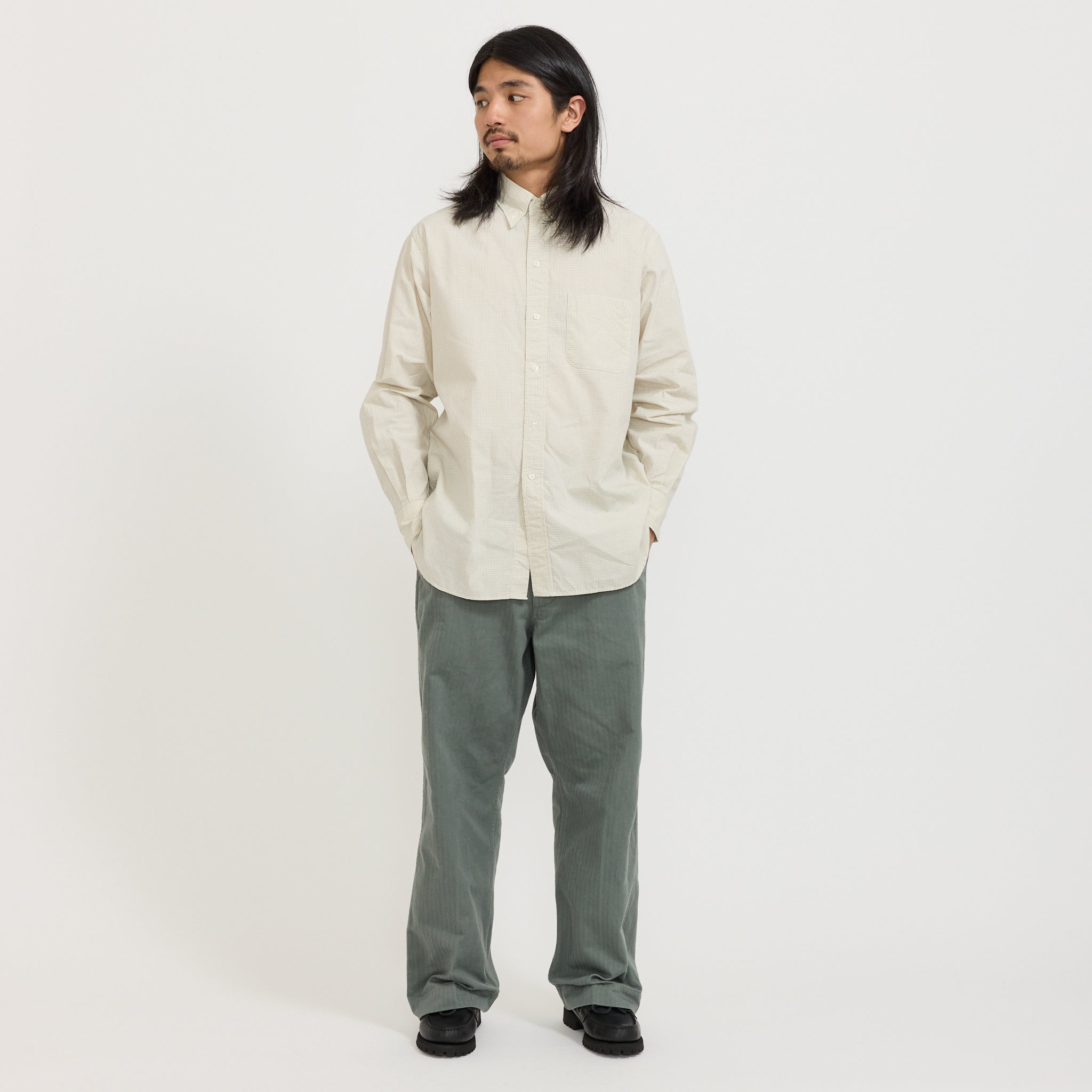 B.D. Classic Fit Graph Plaid Shirt White