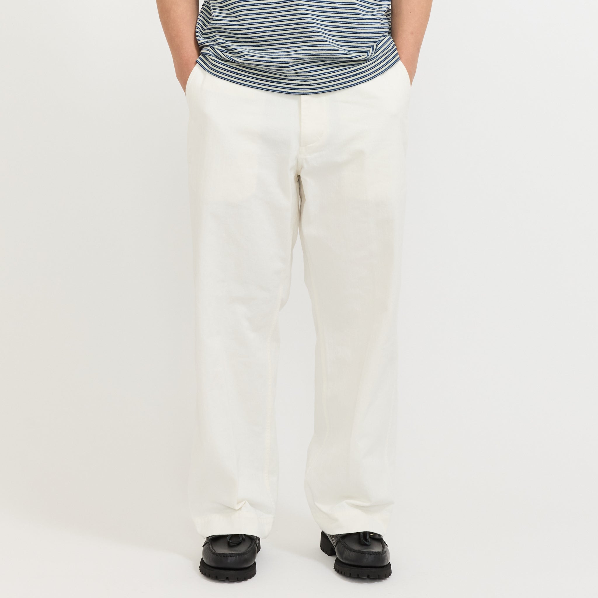 MIL Trousers Herringbone White
