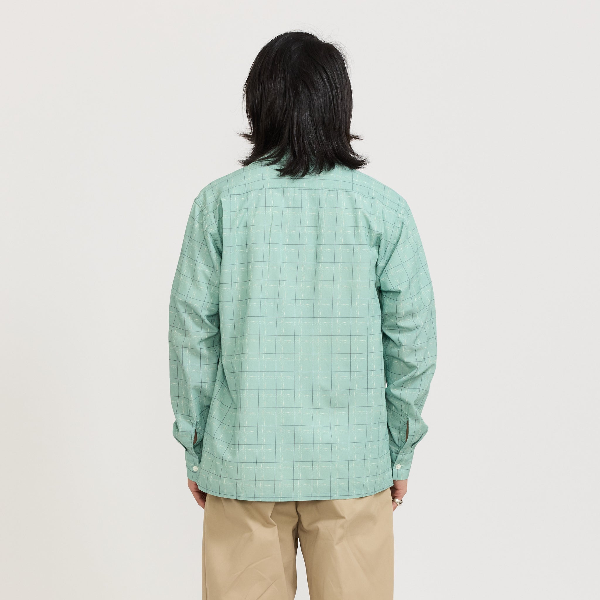 Beams Plus | Open Collar Rayon Shirt Mint Green | Maplestore