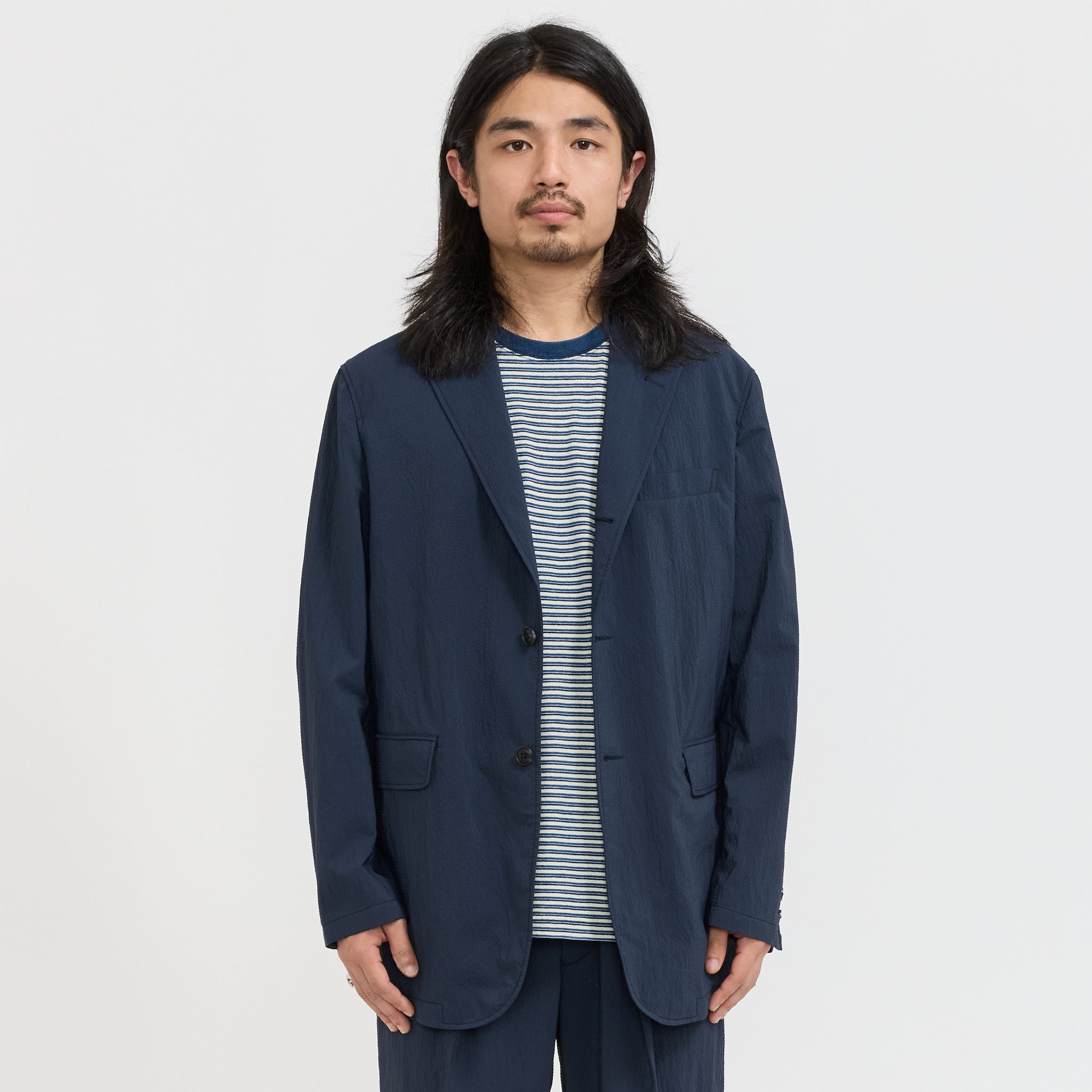 Beams Plus | 3B Anywhere Jacket Seersucker Navy | Maplestore